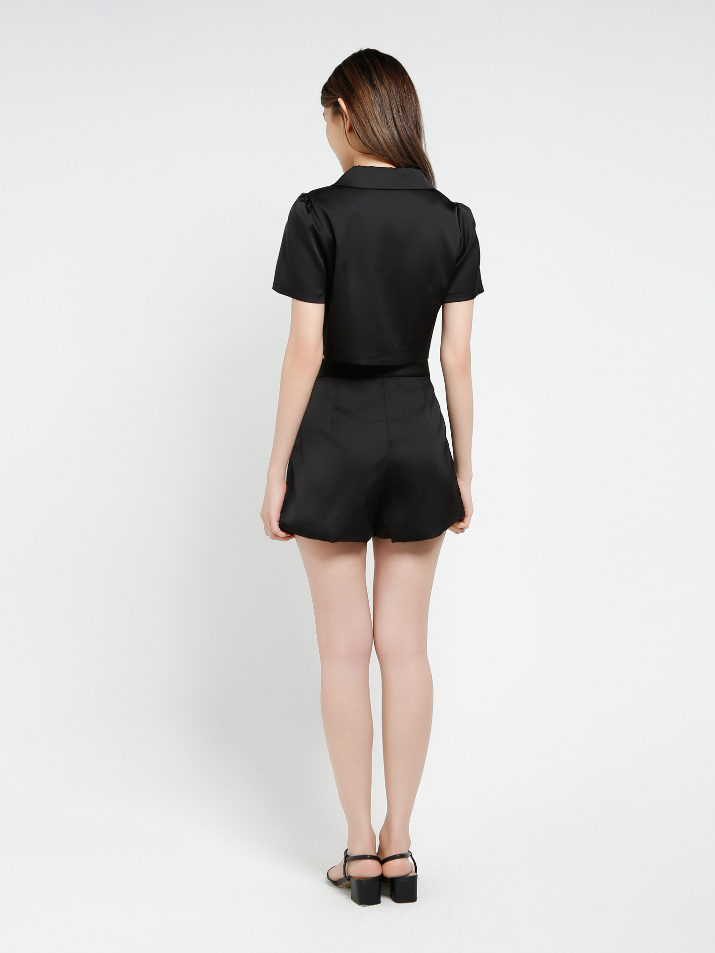 Short Sleeve Front Button Top With Skirt Pant Set 40689