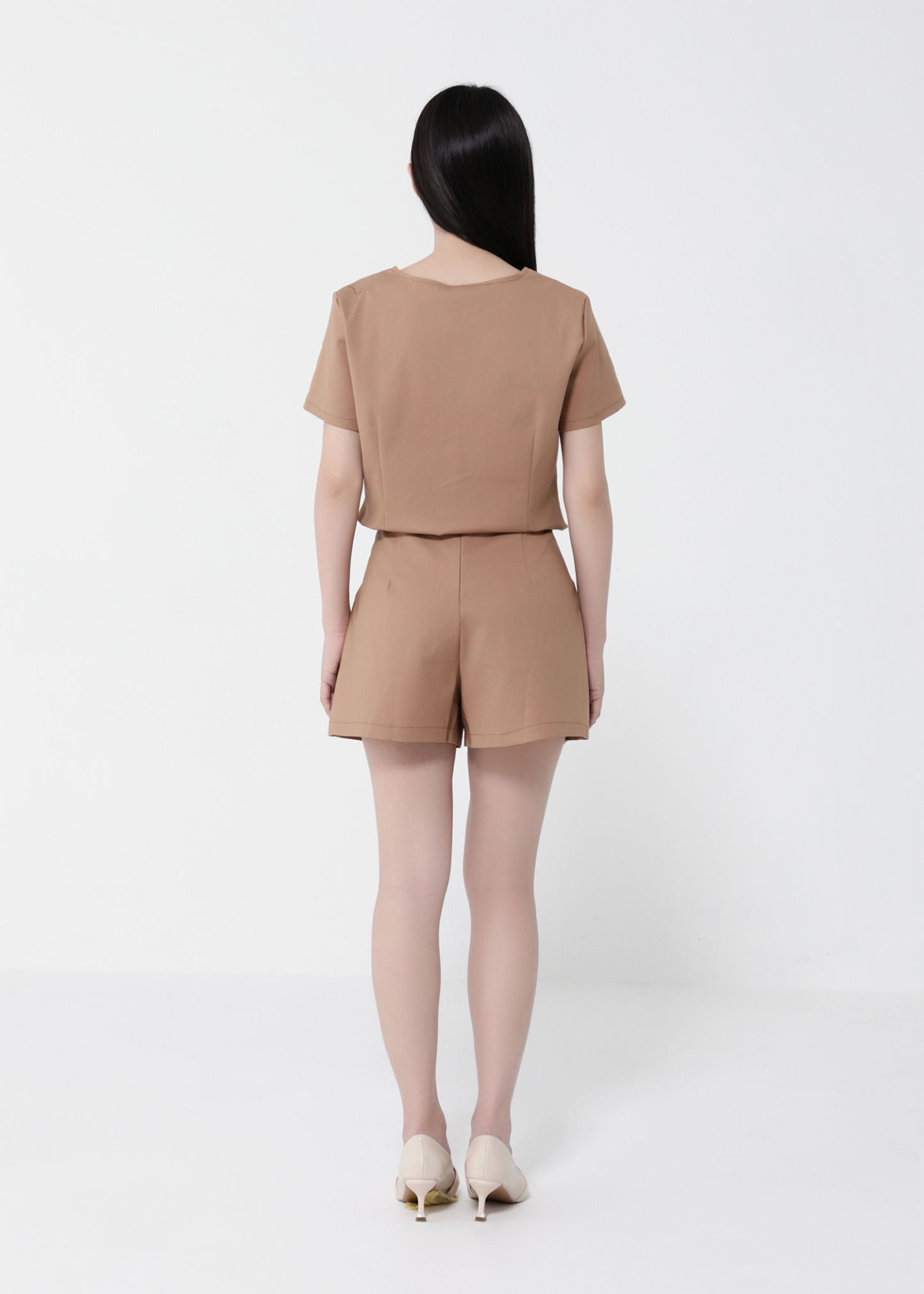 Short Sleeve Front Button Top With Short Pant Set 40692