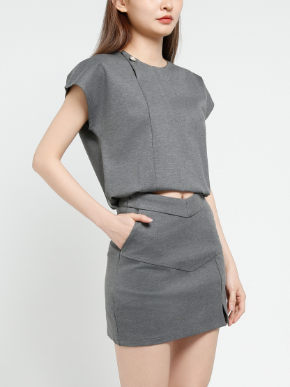 Sleeveless Top With Skirt Pant Set 40693