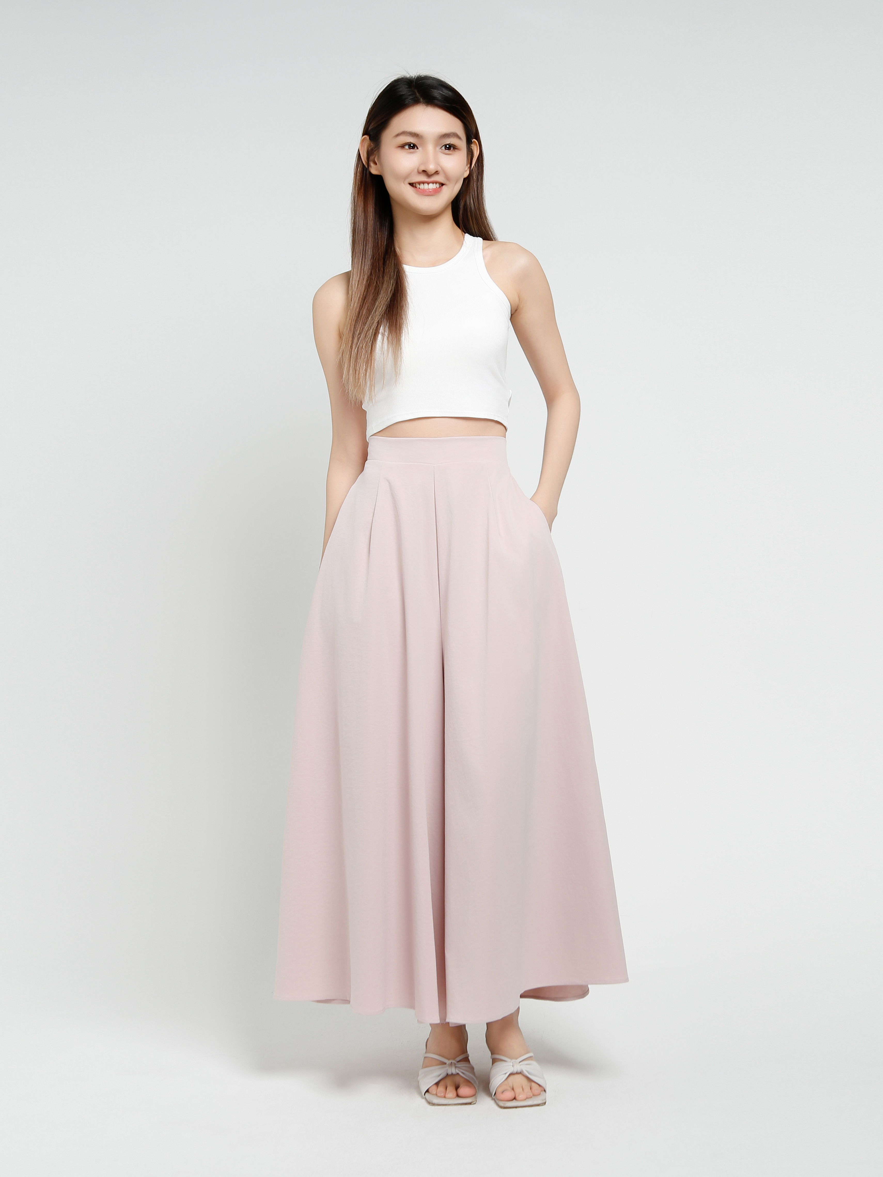 Side Pocket Pleated Long Pant 40709