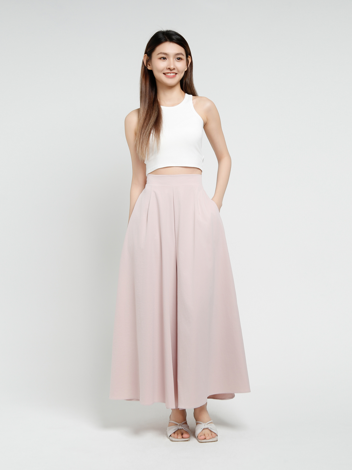 Side Pocket Pleated Long Pant 40709