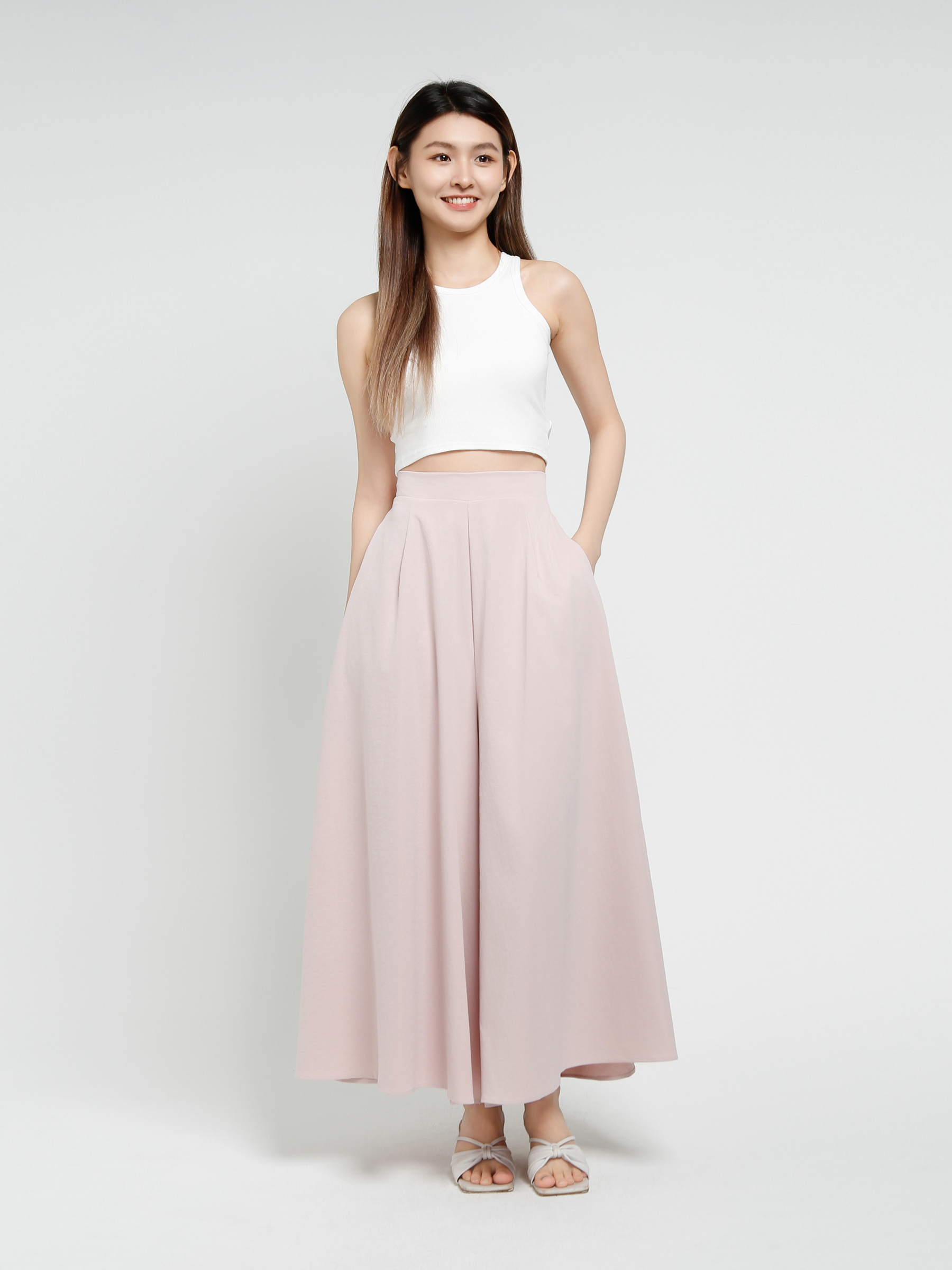 Side Pocket Pleated Long Pant 40709