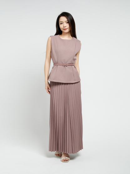 Sleeveless Back Zip Top With Long Skirt Set 40711