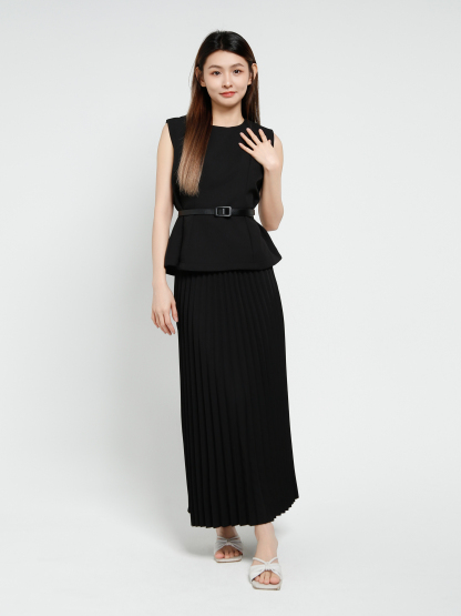 Sleeveless Back Zip Top With Long Skirt Set 40711