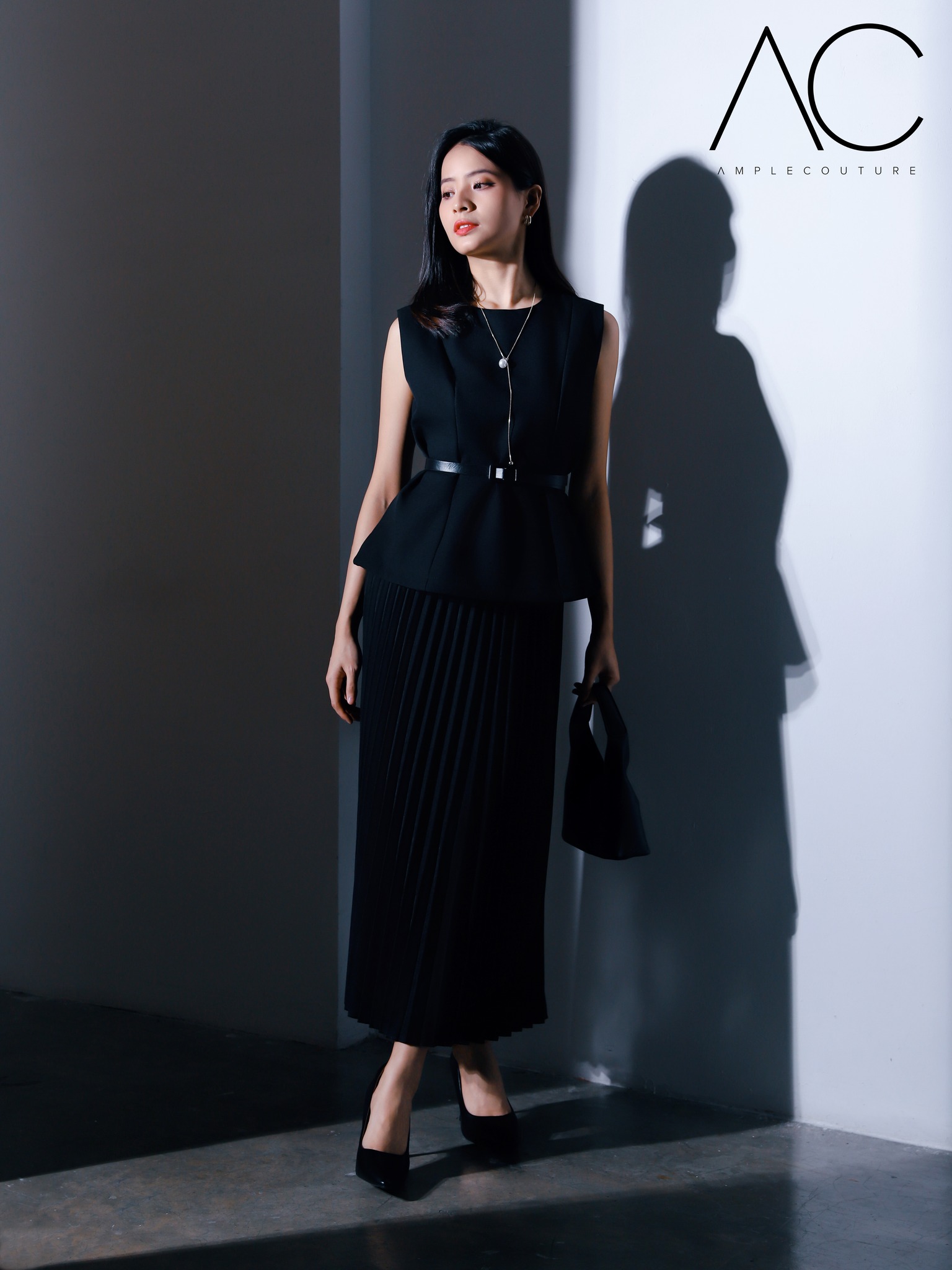 Sleeveless Back Zip Top With Long Skirt Set 40711