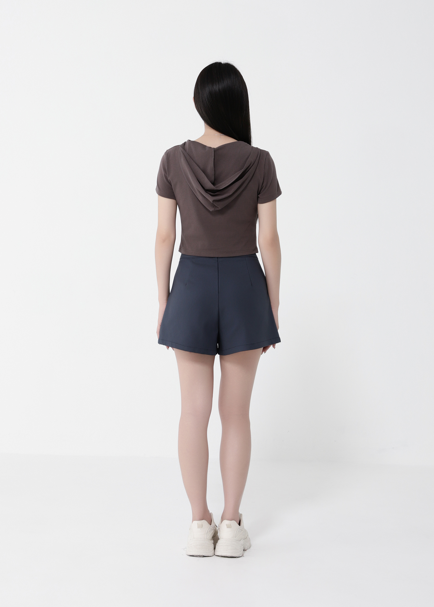 High Waist Back Zip Short Pants 40813
