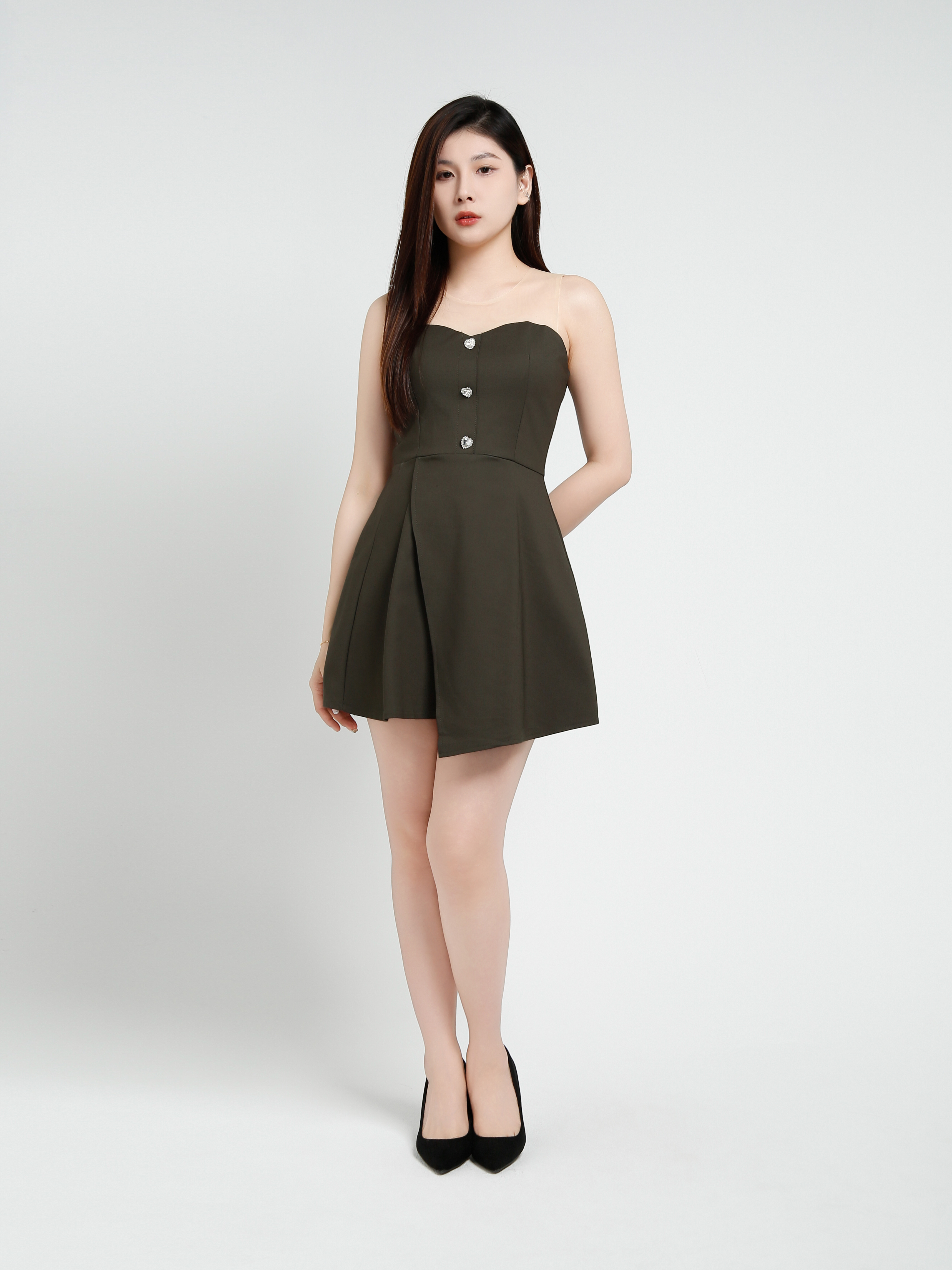 Back Zip Sleeveless Mesh Jumpsuit 40945