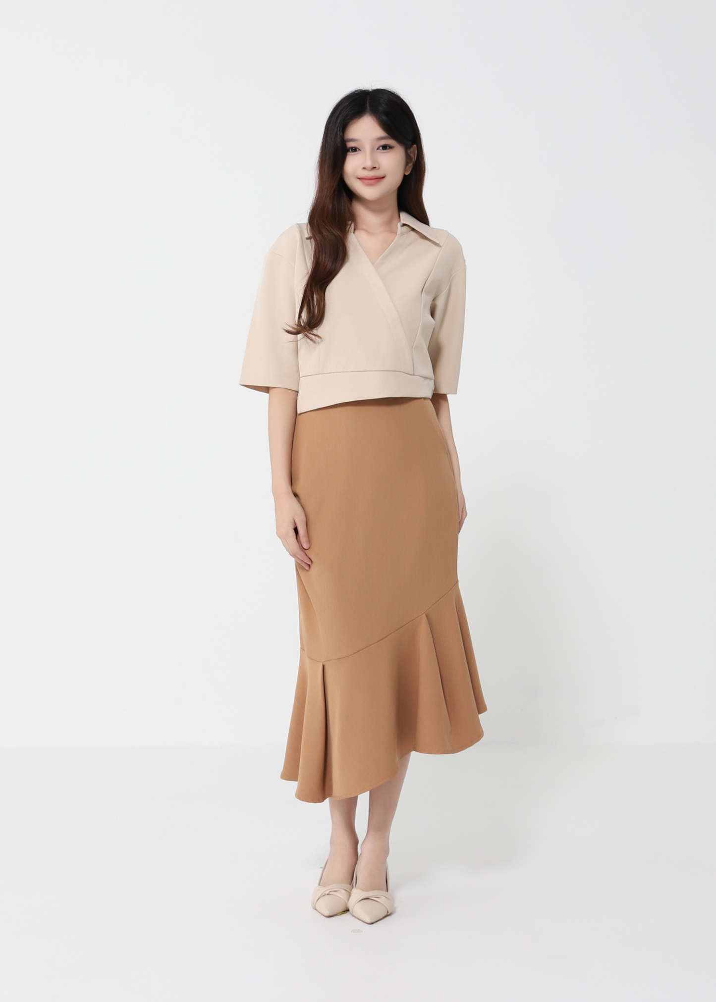 Short Sleeve Top With Long Skirt Set 40976