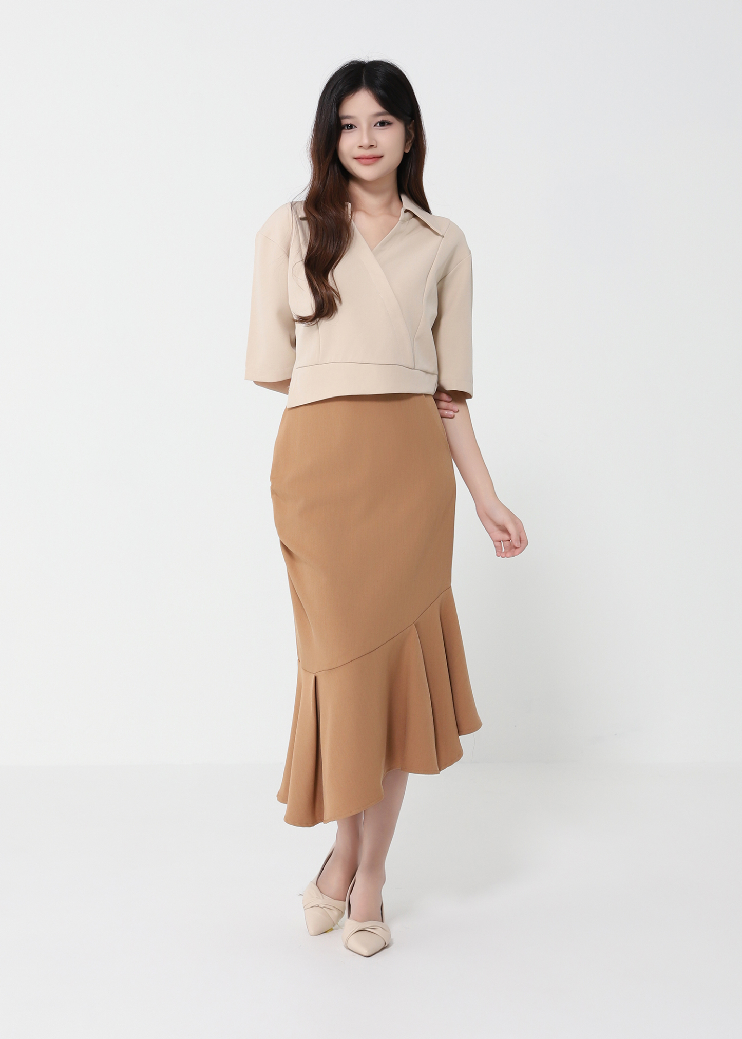 Short Sleeve Top With Long Skirt Set 40976