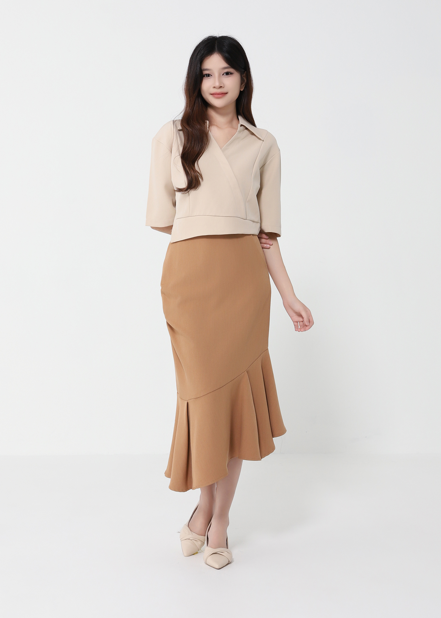Short Sleeve Top With Long Skirt Set 40976