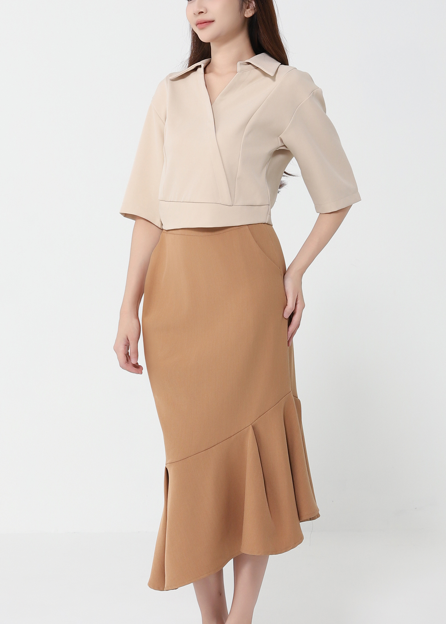 Short Sleeve Top With Long Skirt Set 40976