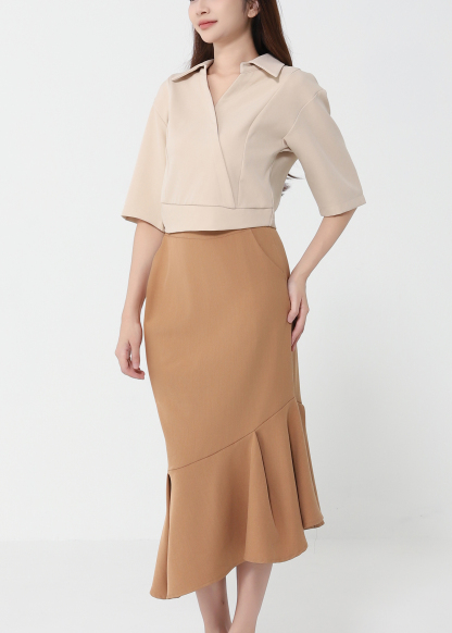Short Sleeve Top With Long Skirt Set 40976