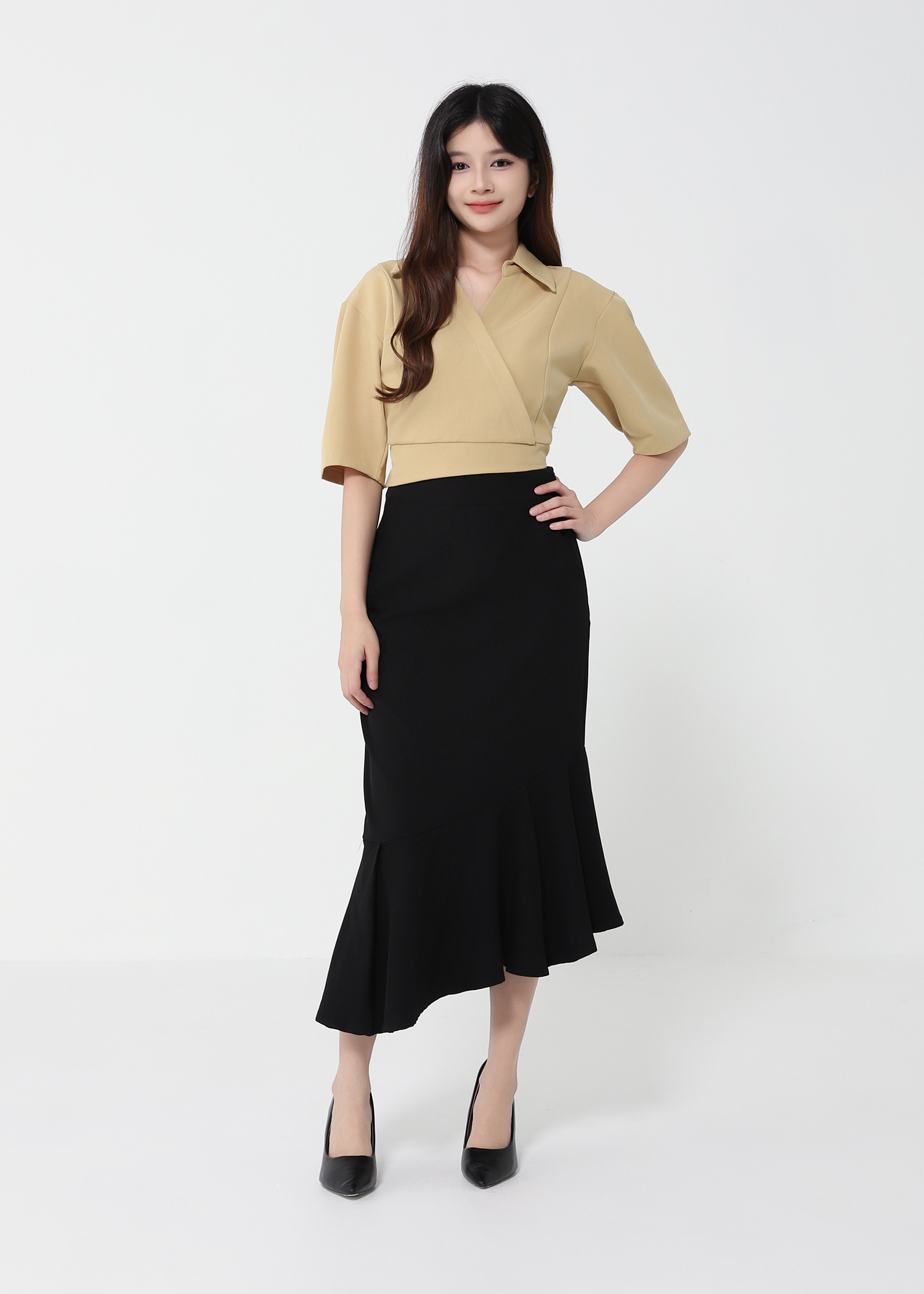 Short Sleeve Top With Long Skirt Set 40976