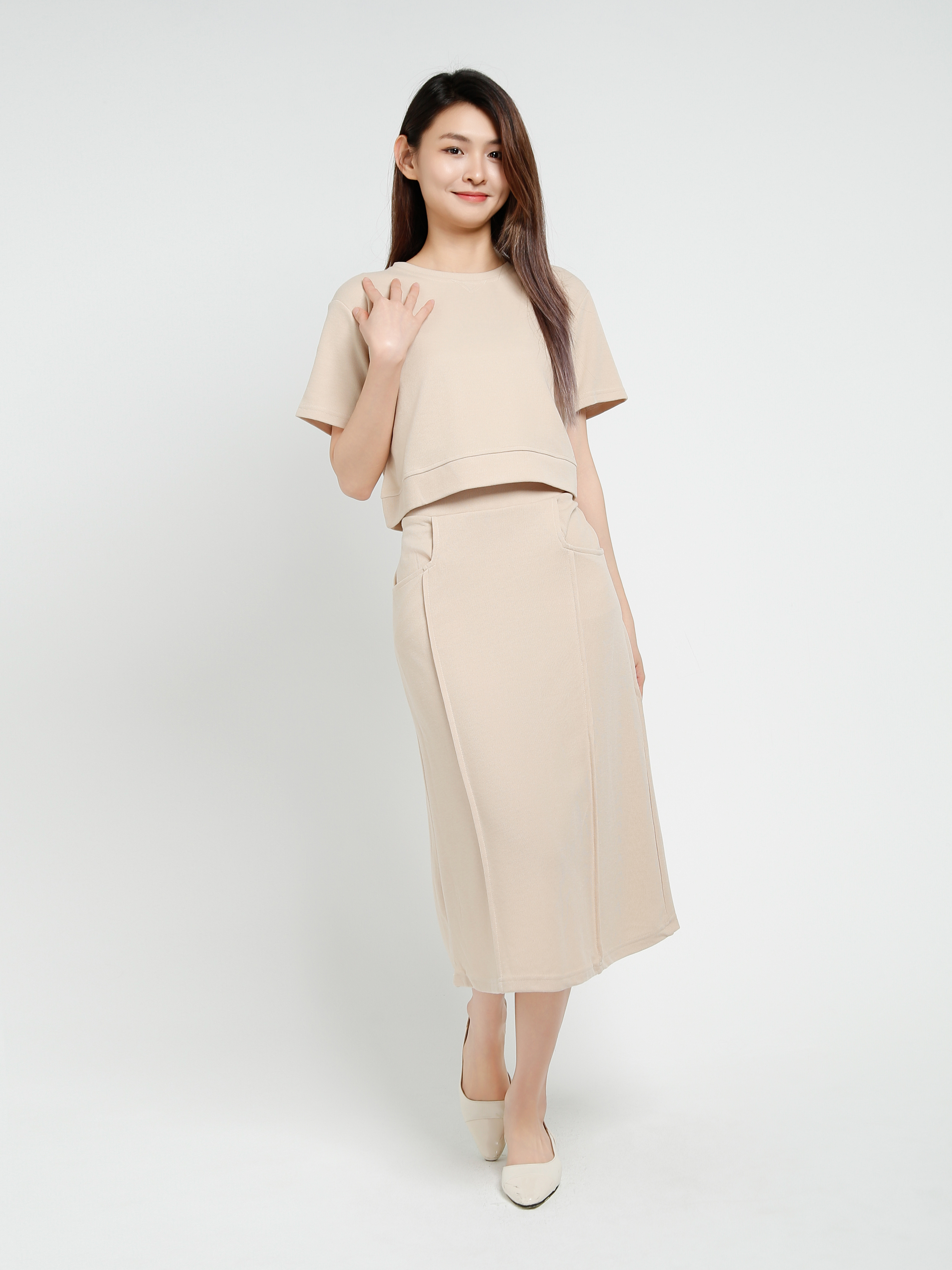 Short Sleeve Top With Long Skirt Set 40978