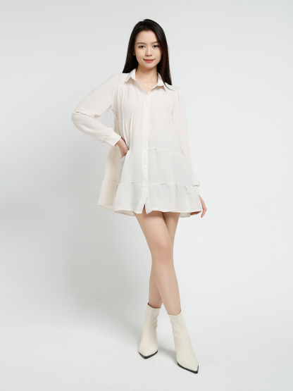 Long Sleeve Front Button Dress 41004