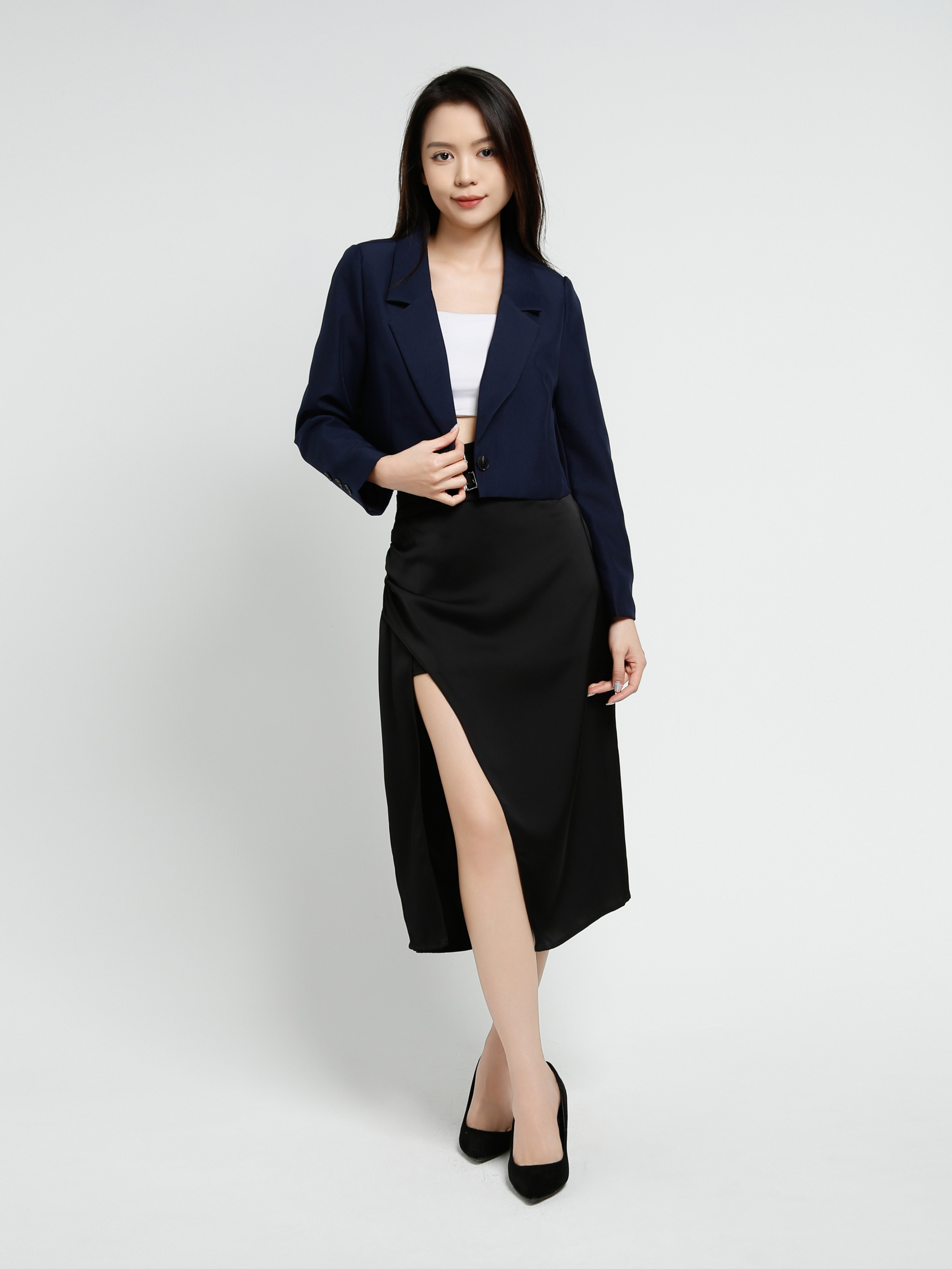 Long Sleeve Front Button Blazer 41007