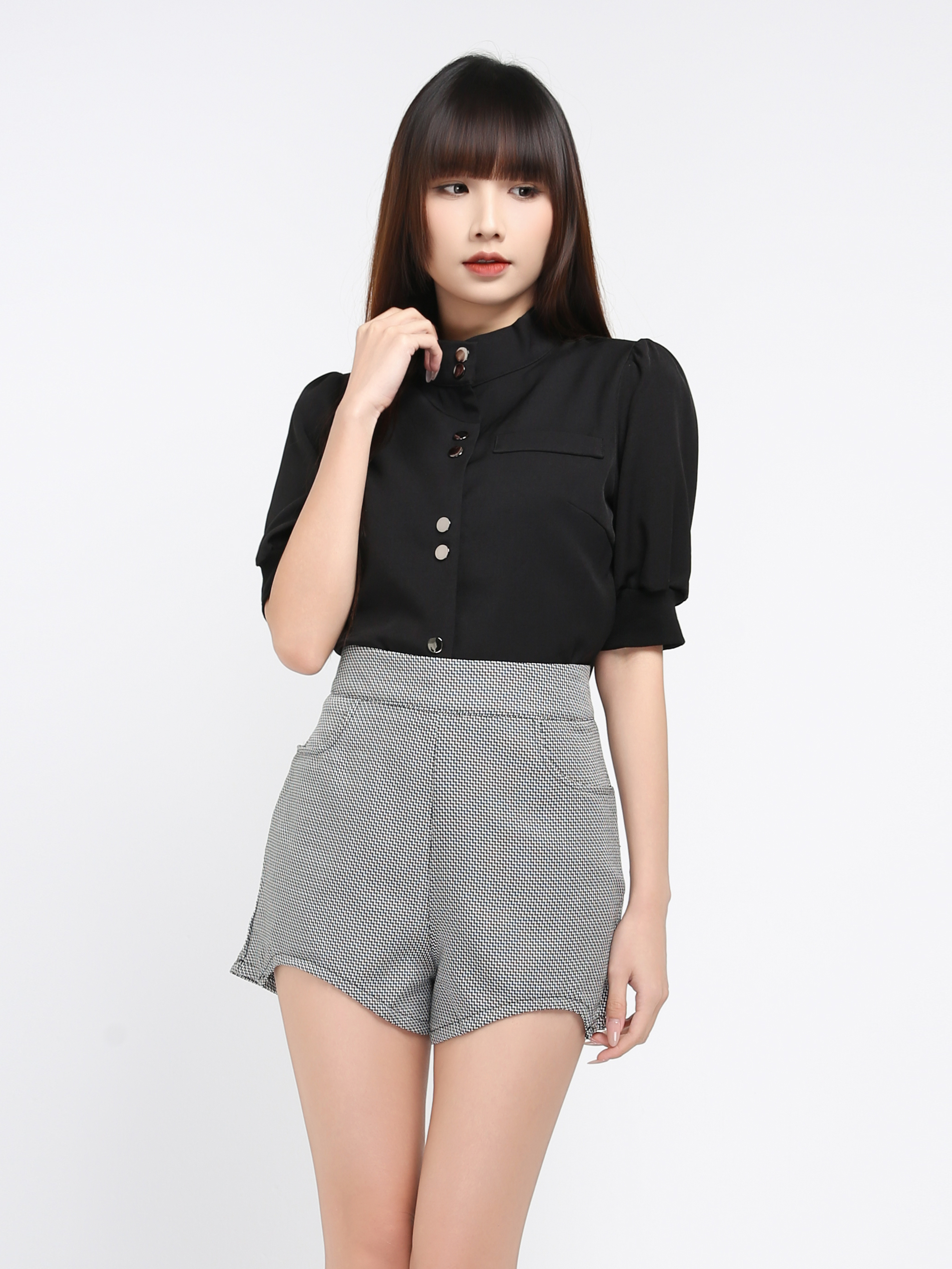 Short Sleeve Front Button Top 41031