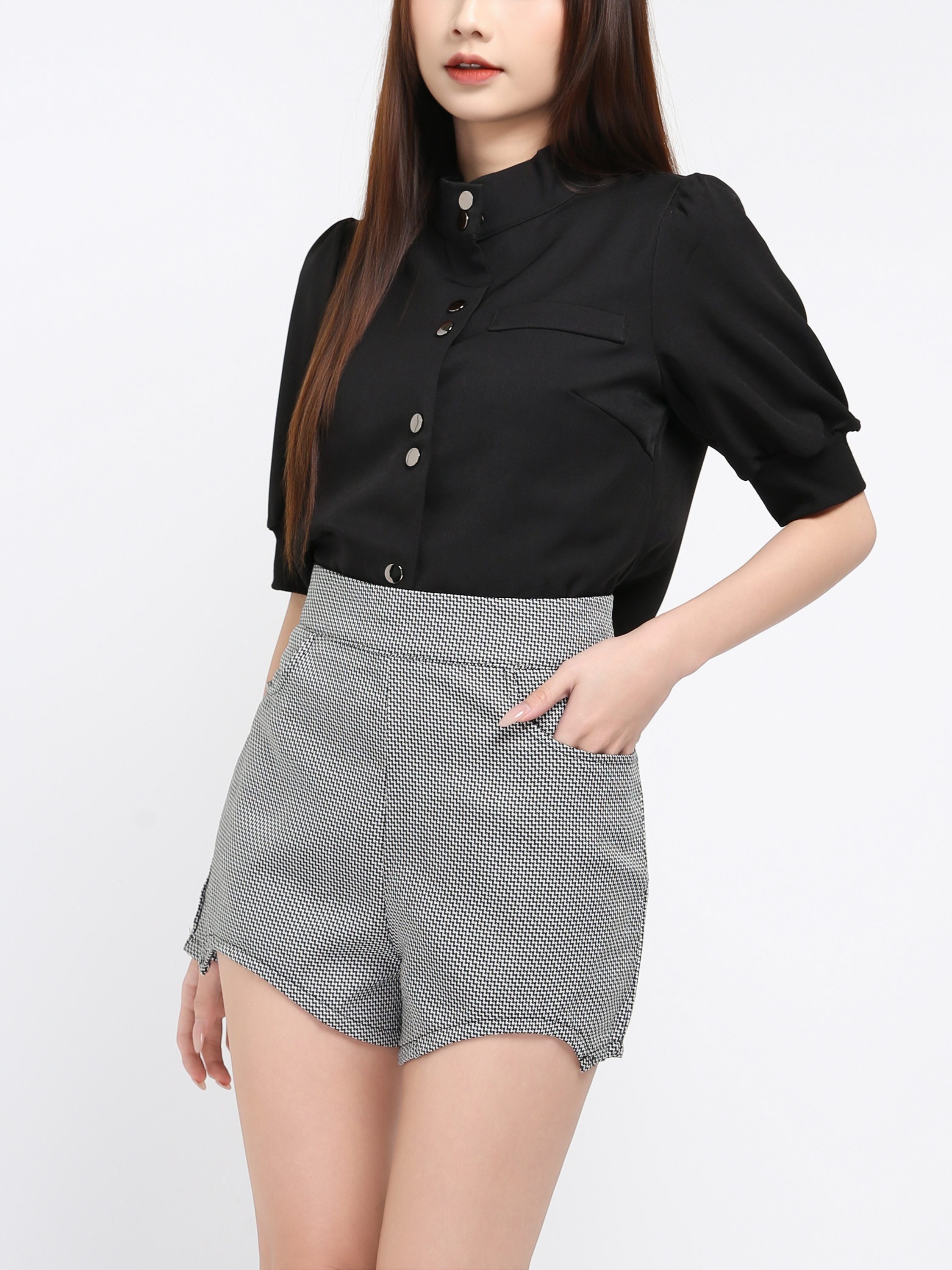 Short Sleeve Front Button Top 41031