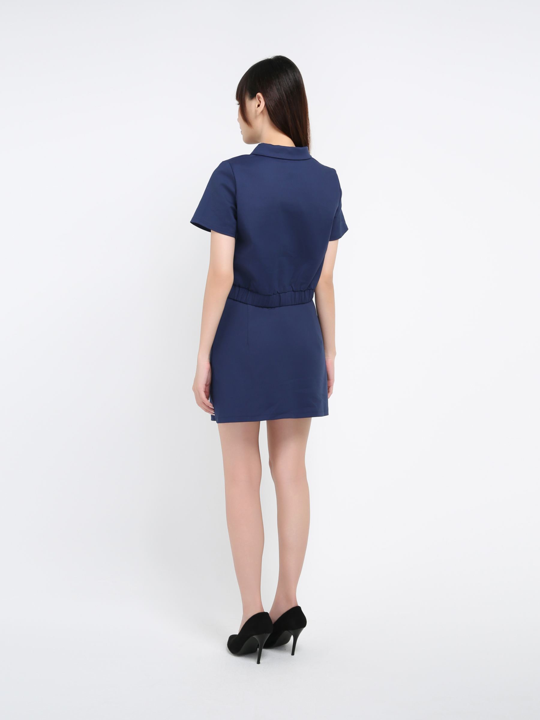 Short Sleeve Front Button Top With Skirt Set 41067