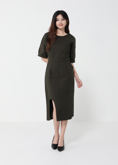 Short Sleeve Top With Midi Skirt Set 41073