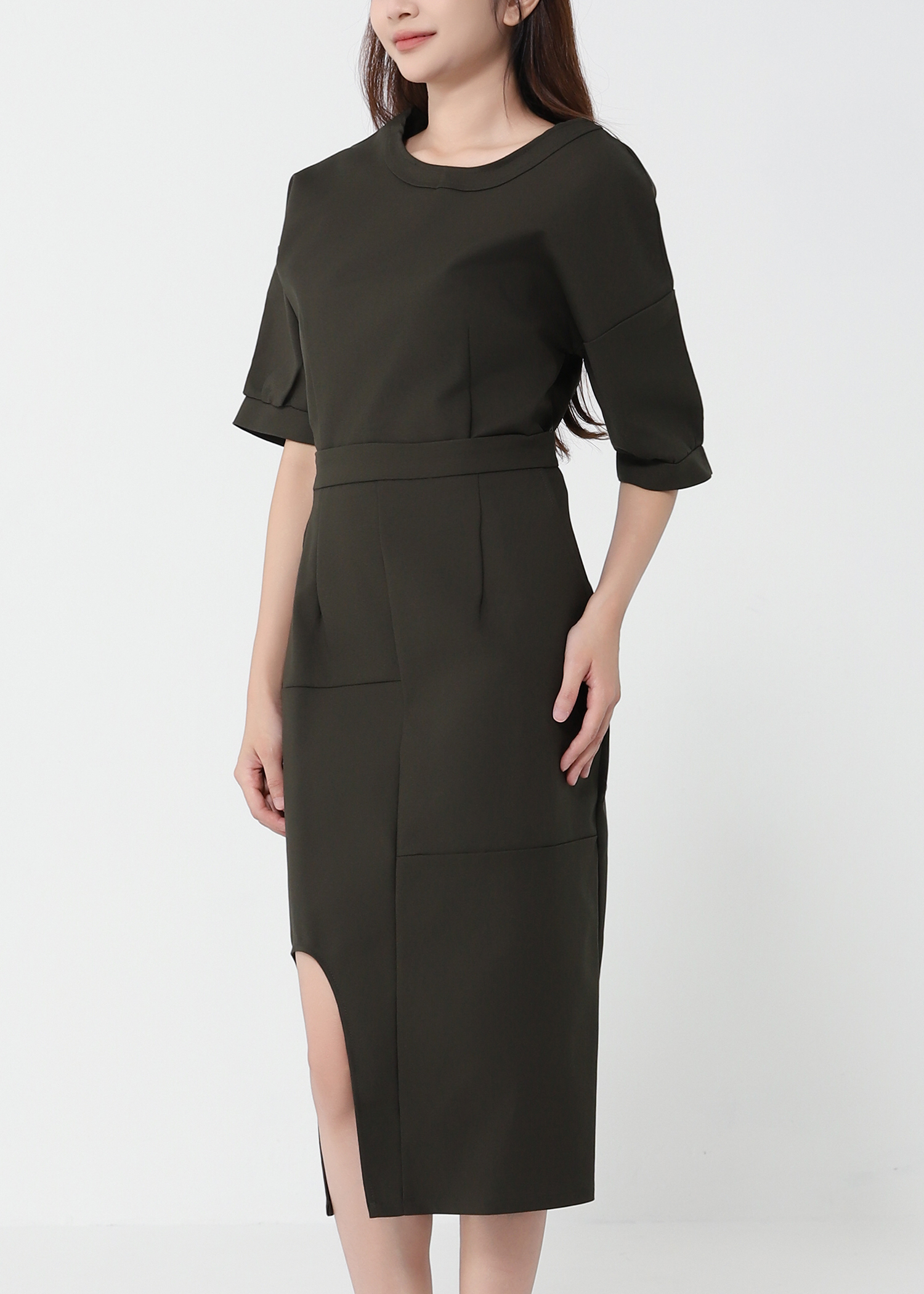 Short Sleeve Top With Midi Skirt Set 41073