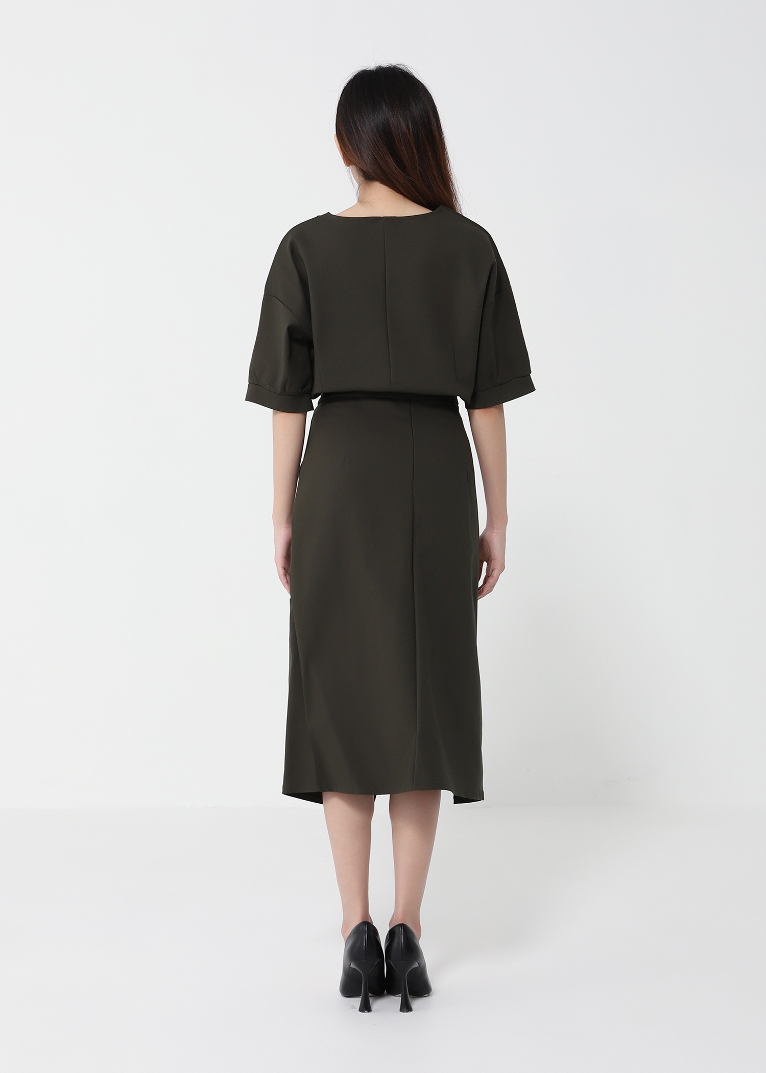 Short Sleeve Top With Midi Skirt Set 41073