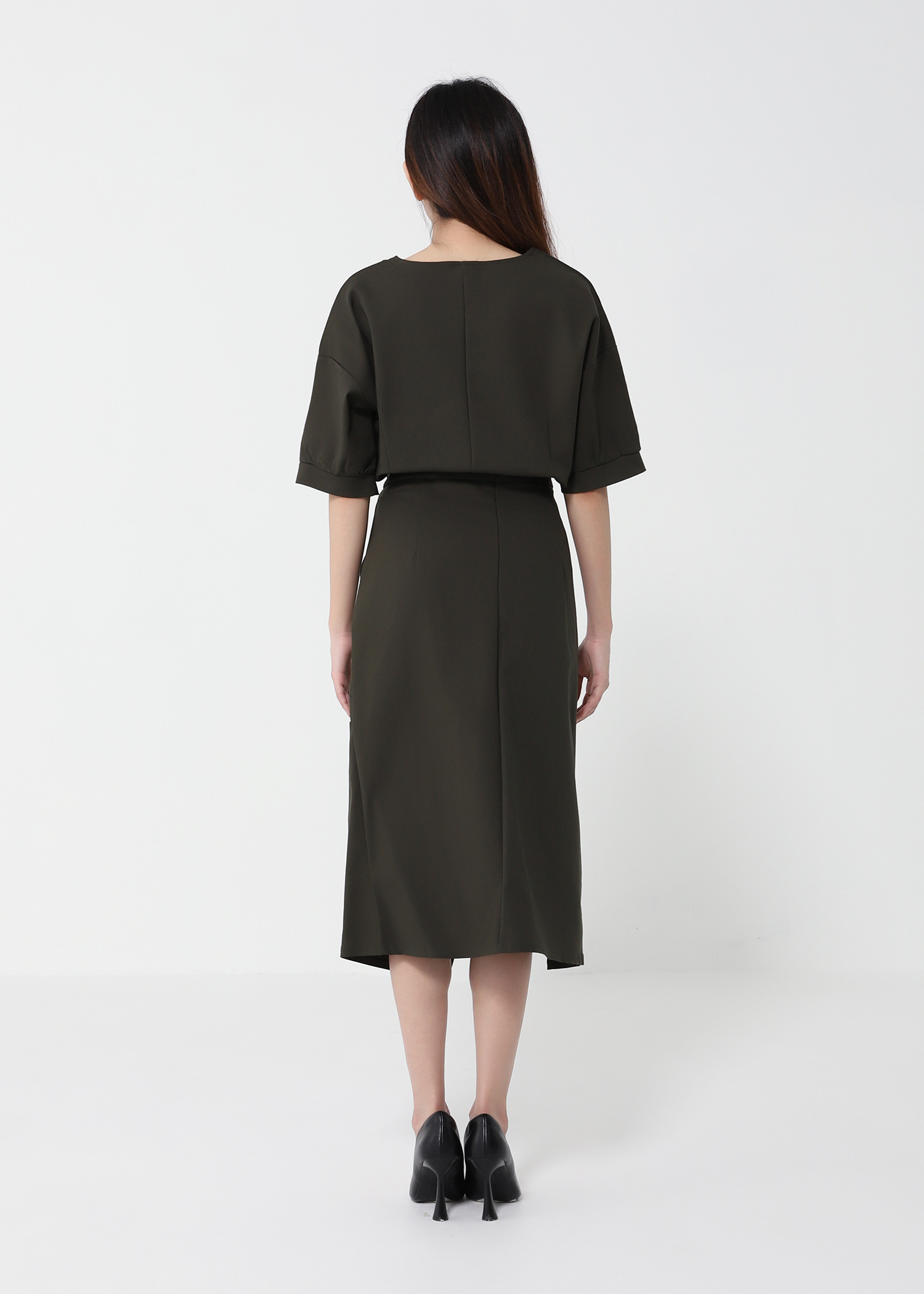 Short Sleeve Top With Midi Skirt Set 41073