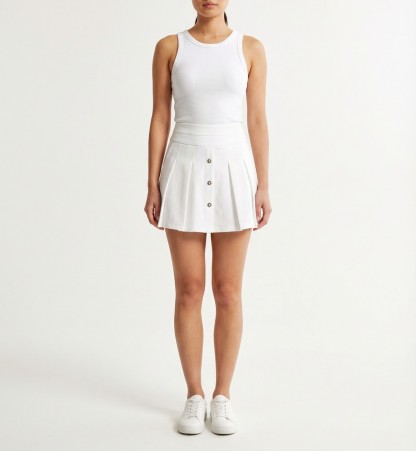 High Waist Side Pocket Pleated Skirt Pant 41075