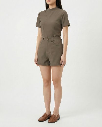 Short Sleeve Top With Short Pant Set 41077