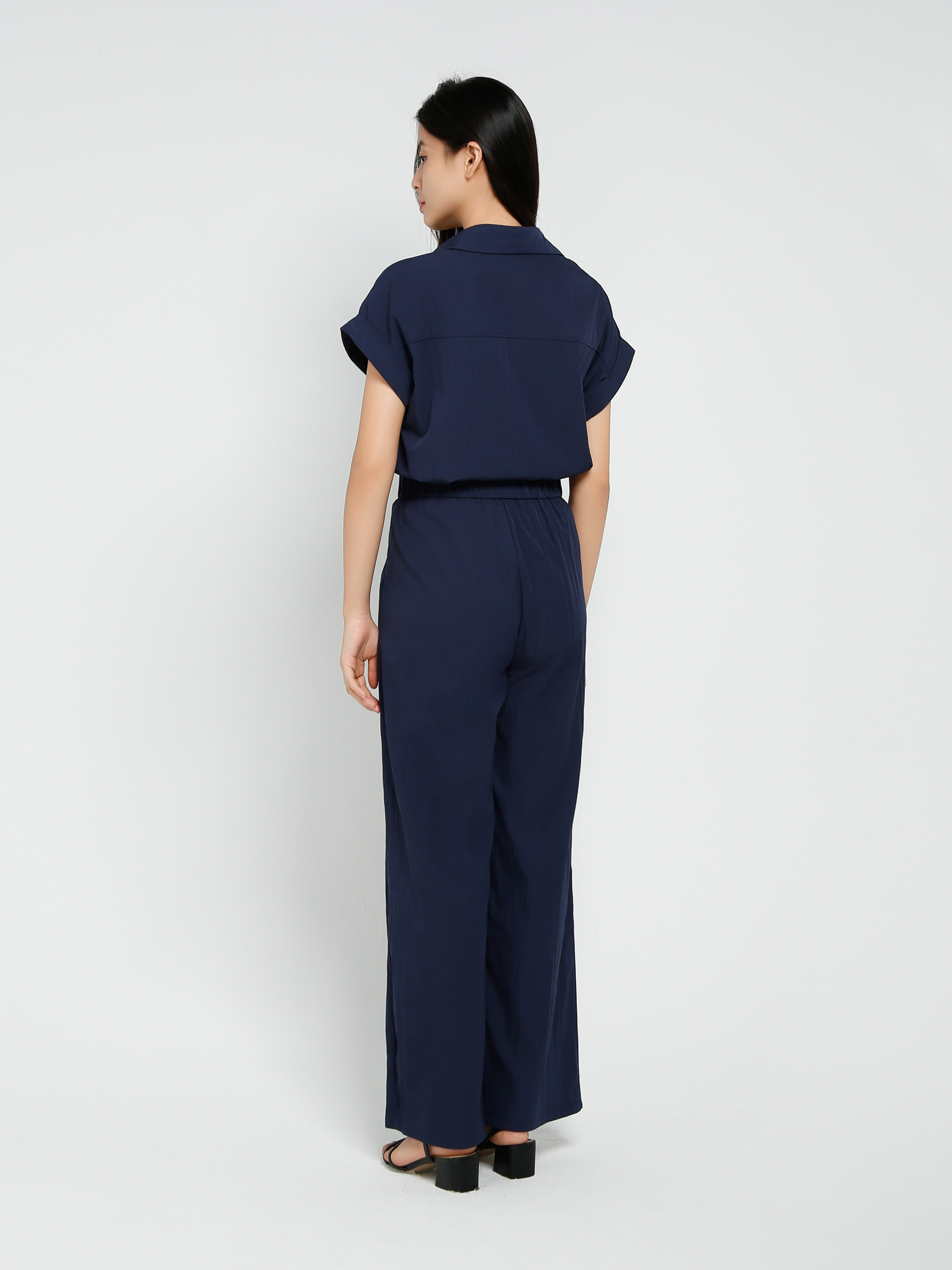 Short Sleeve Front Button Top With Long Pant Set 41213