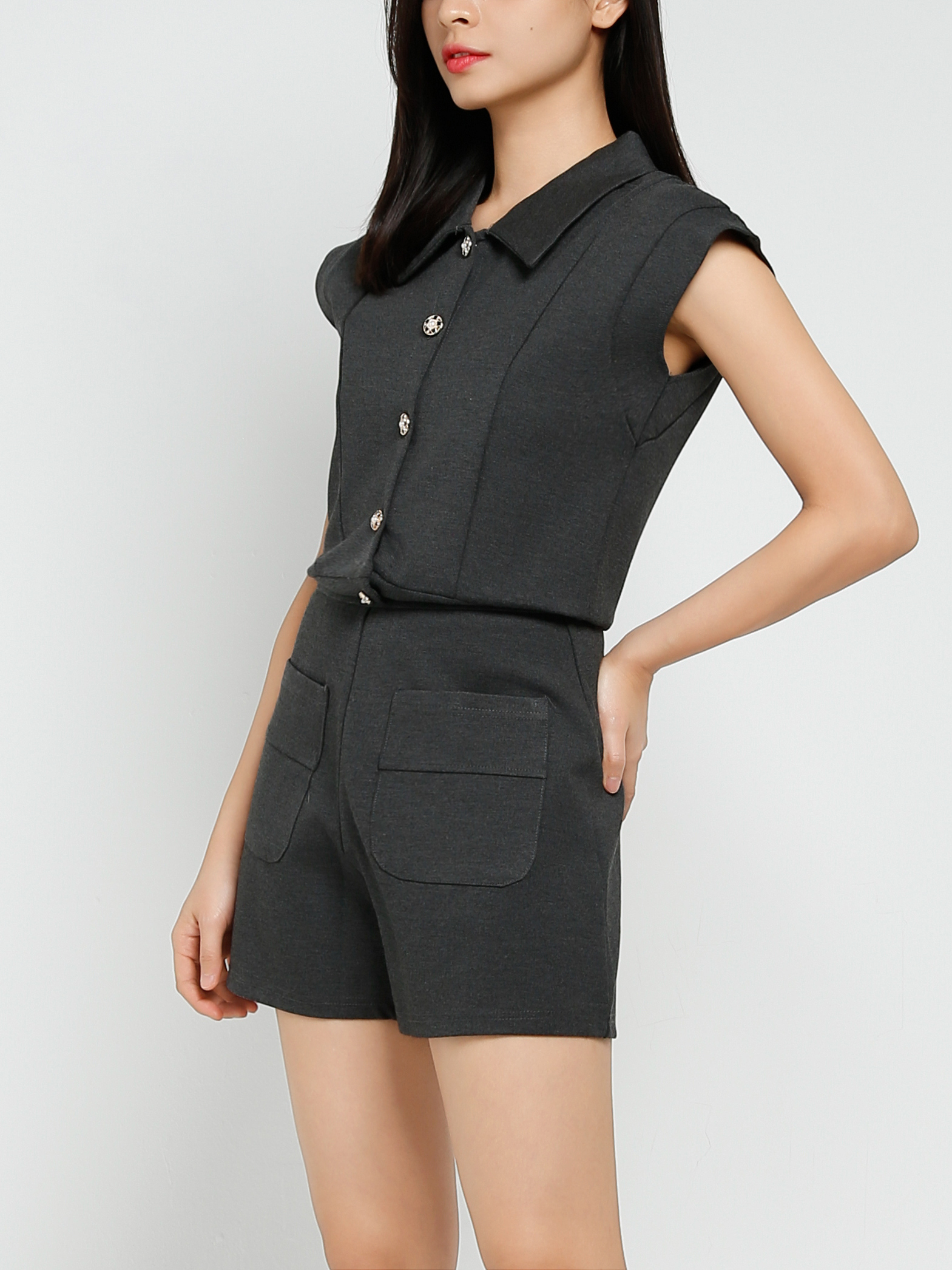 Sleeveless Front Button Top With Short Pant 41220