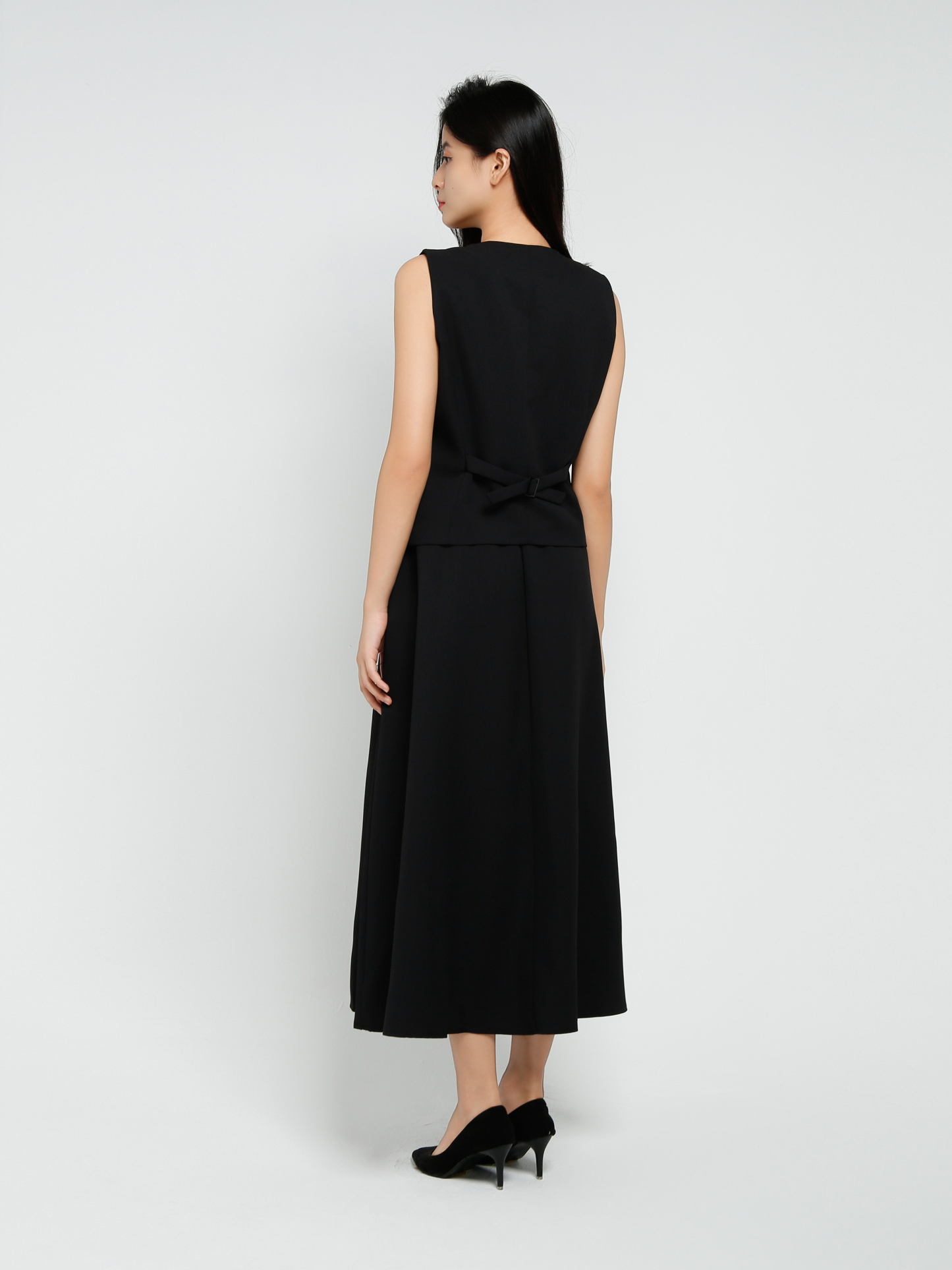 Sleeveless Front Button With Long Skirt Set 41241