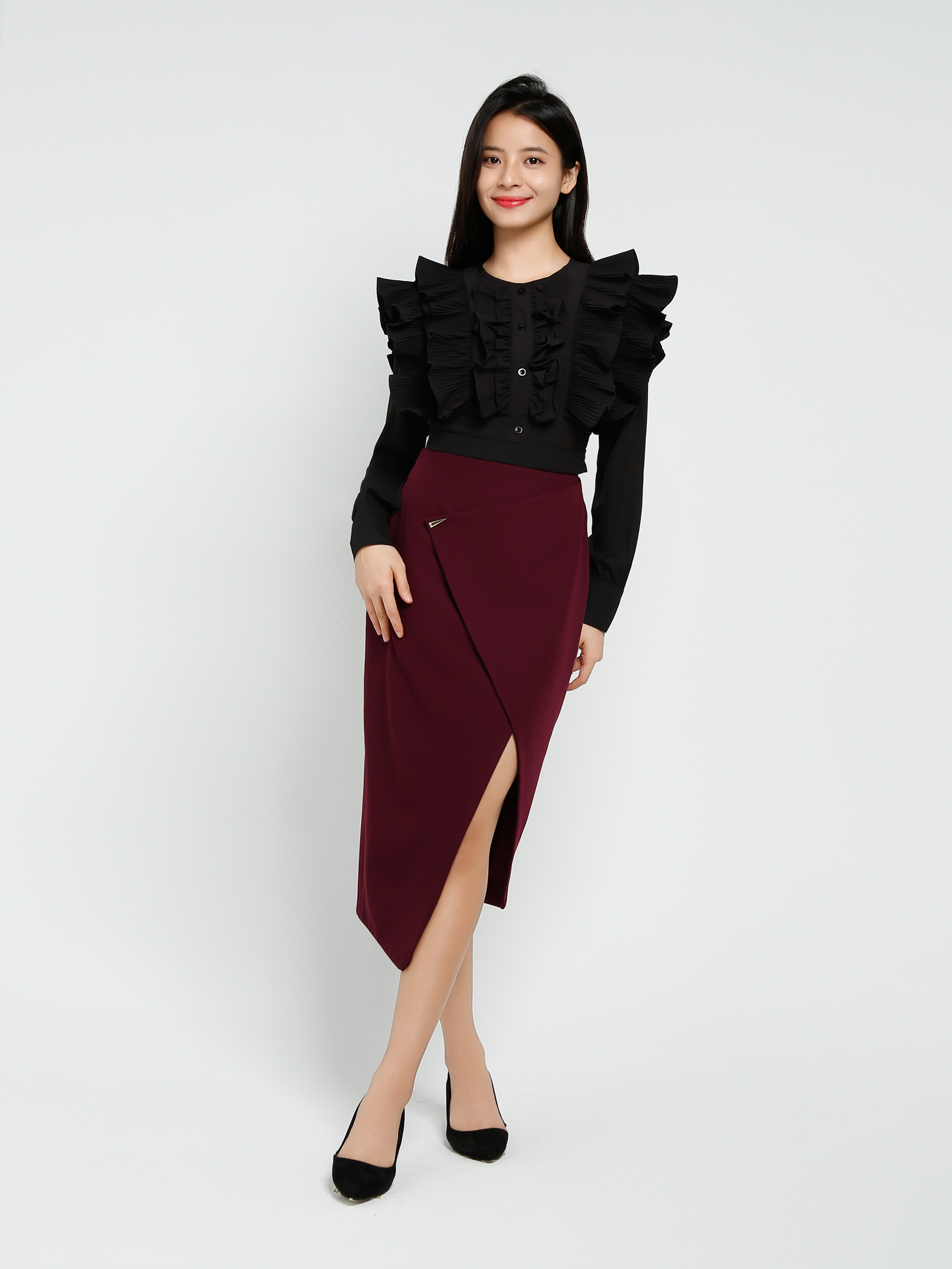 Long Sleeve Front Button Top 41255