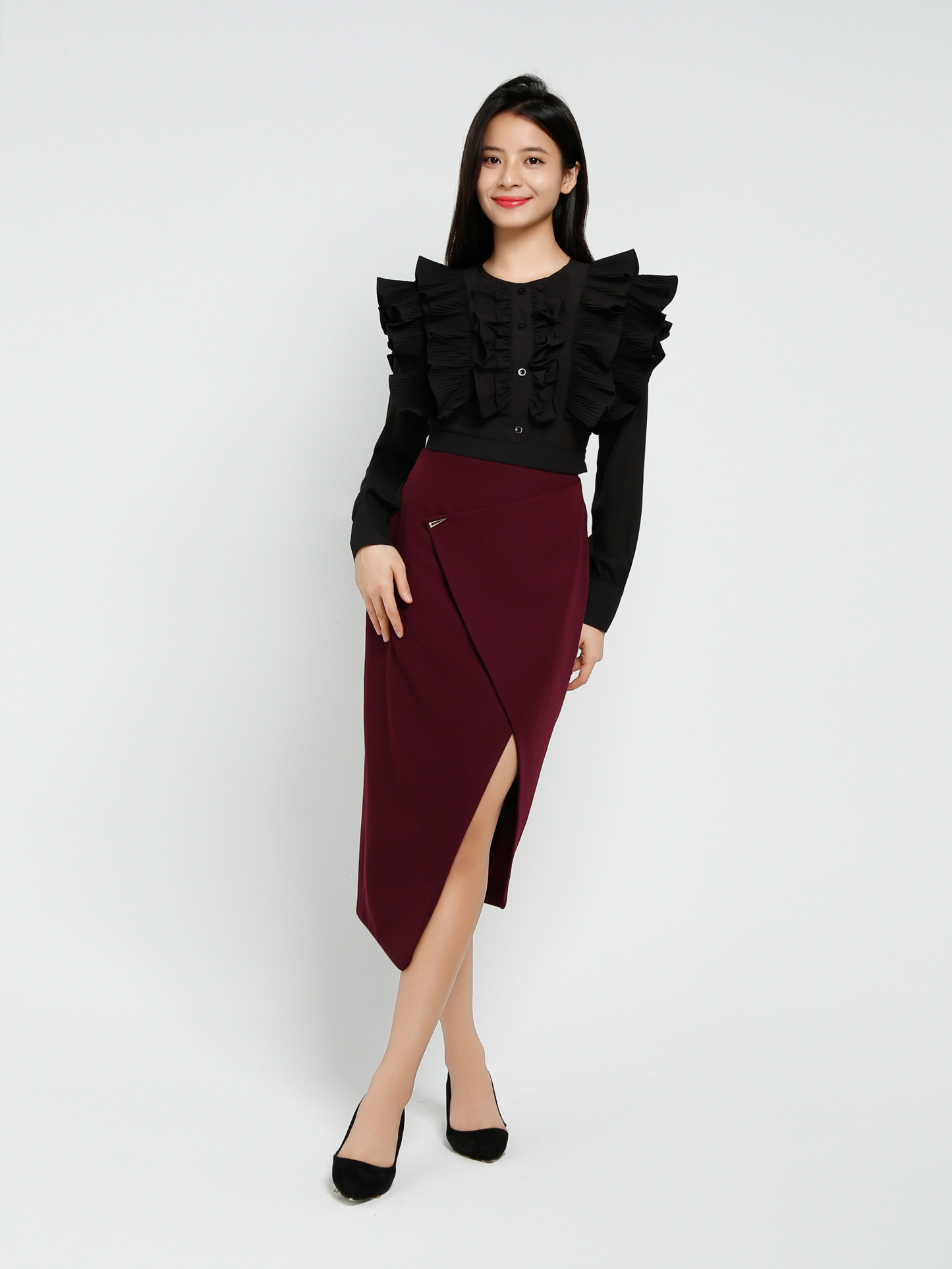 Long Sleeve Front Button Top 41255
