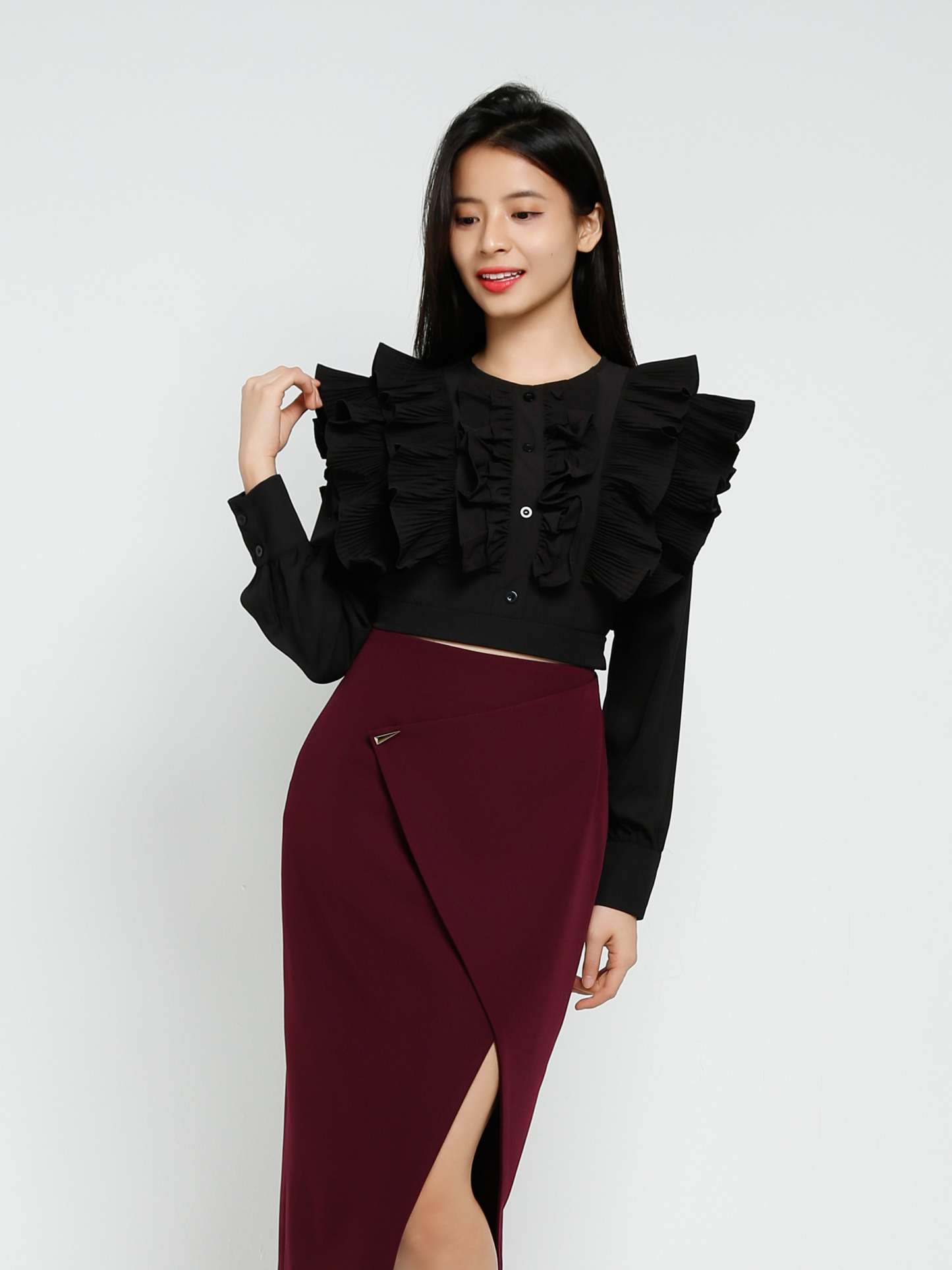 Long Sleeve Front Button Top 41255