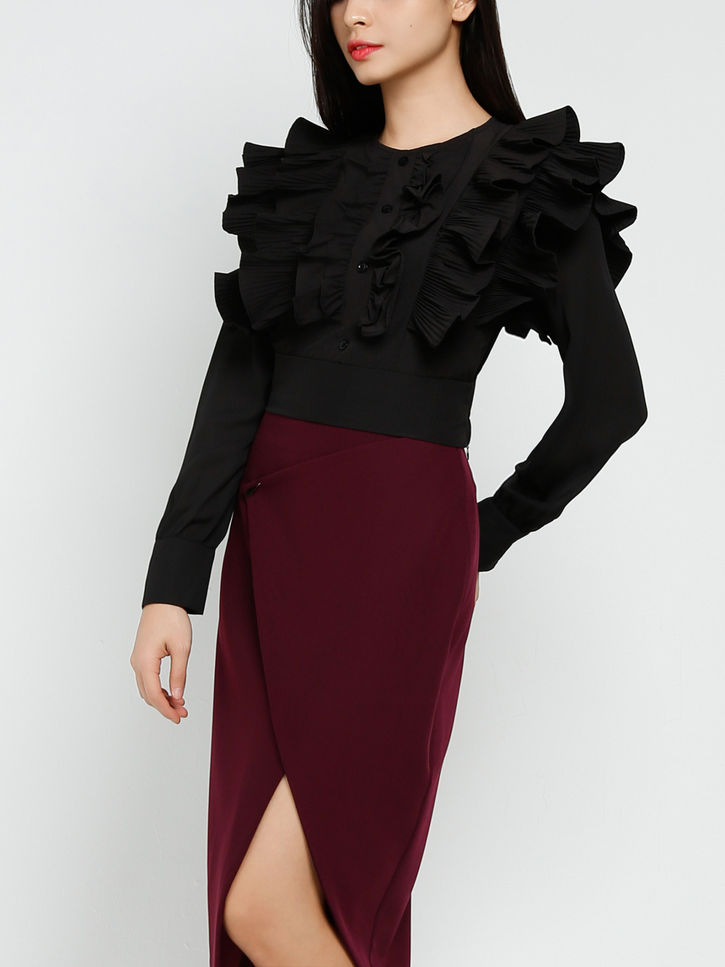 Long Sleeve Front Button Top 41255