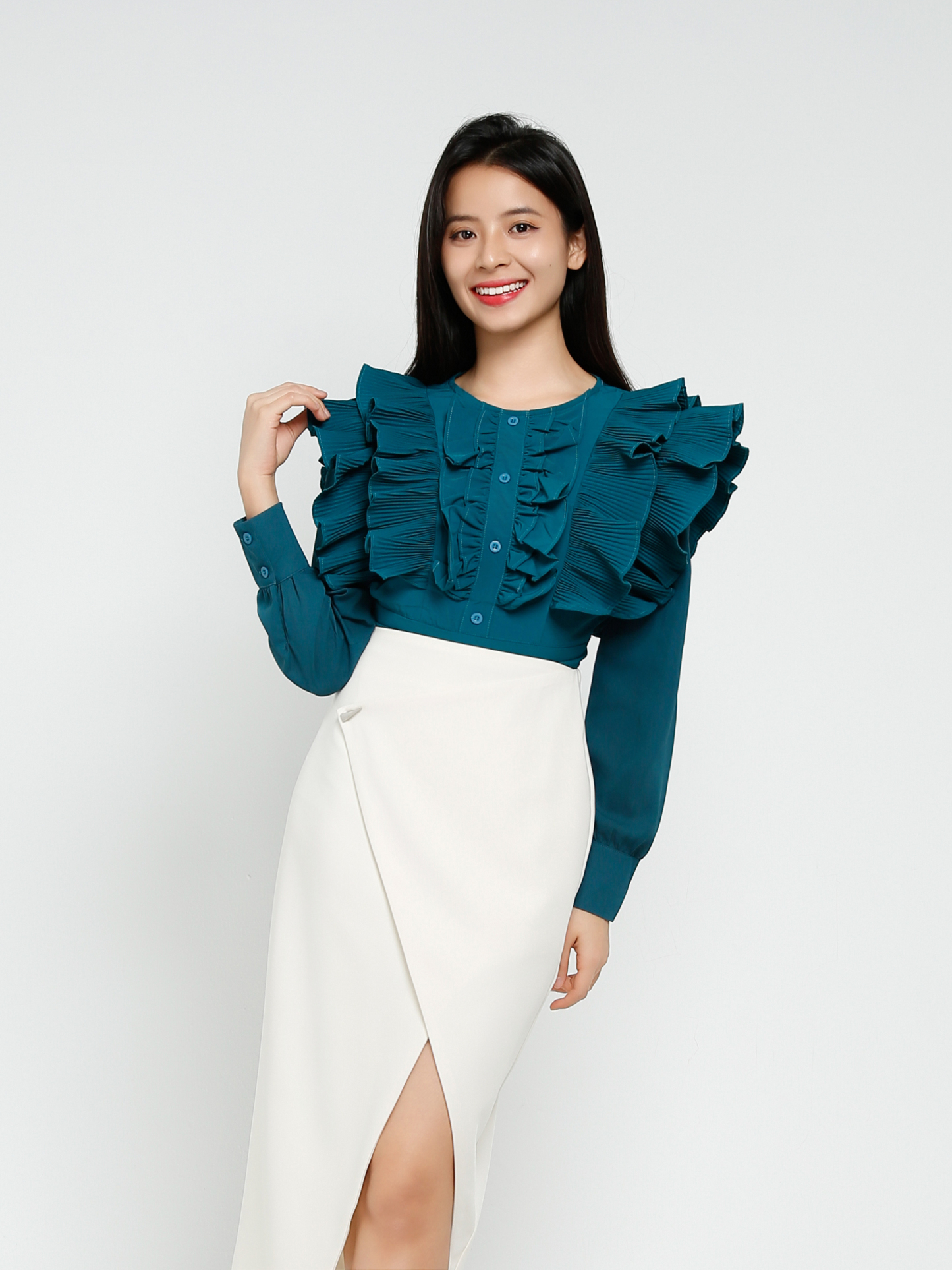 Long Sleeve Front Button Top 41255
