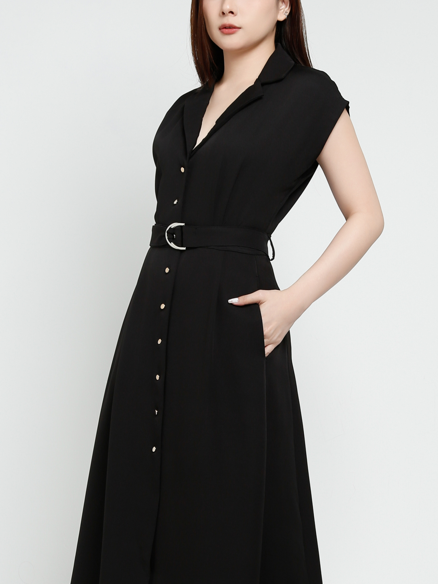 Front Button With Belt Dress 41278