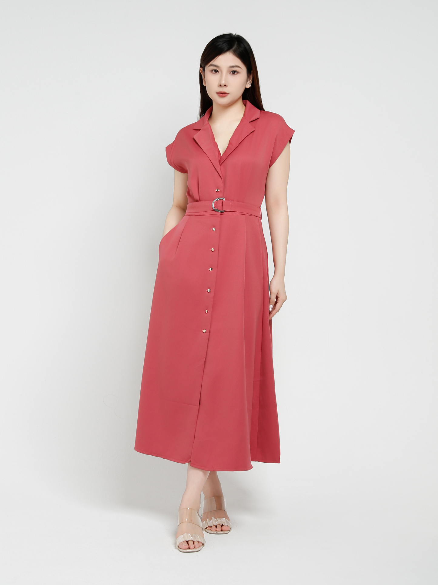 Front Button With Belt Dress 41278