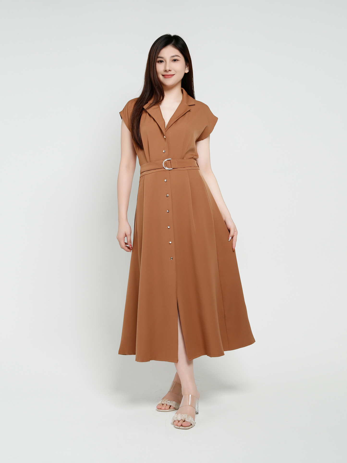 Front Button With Belt Dress 41278