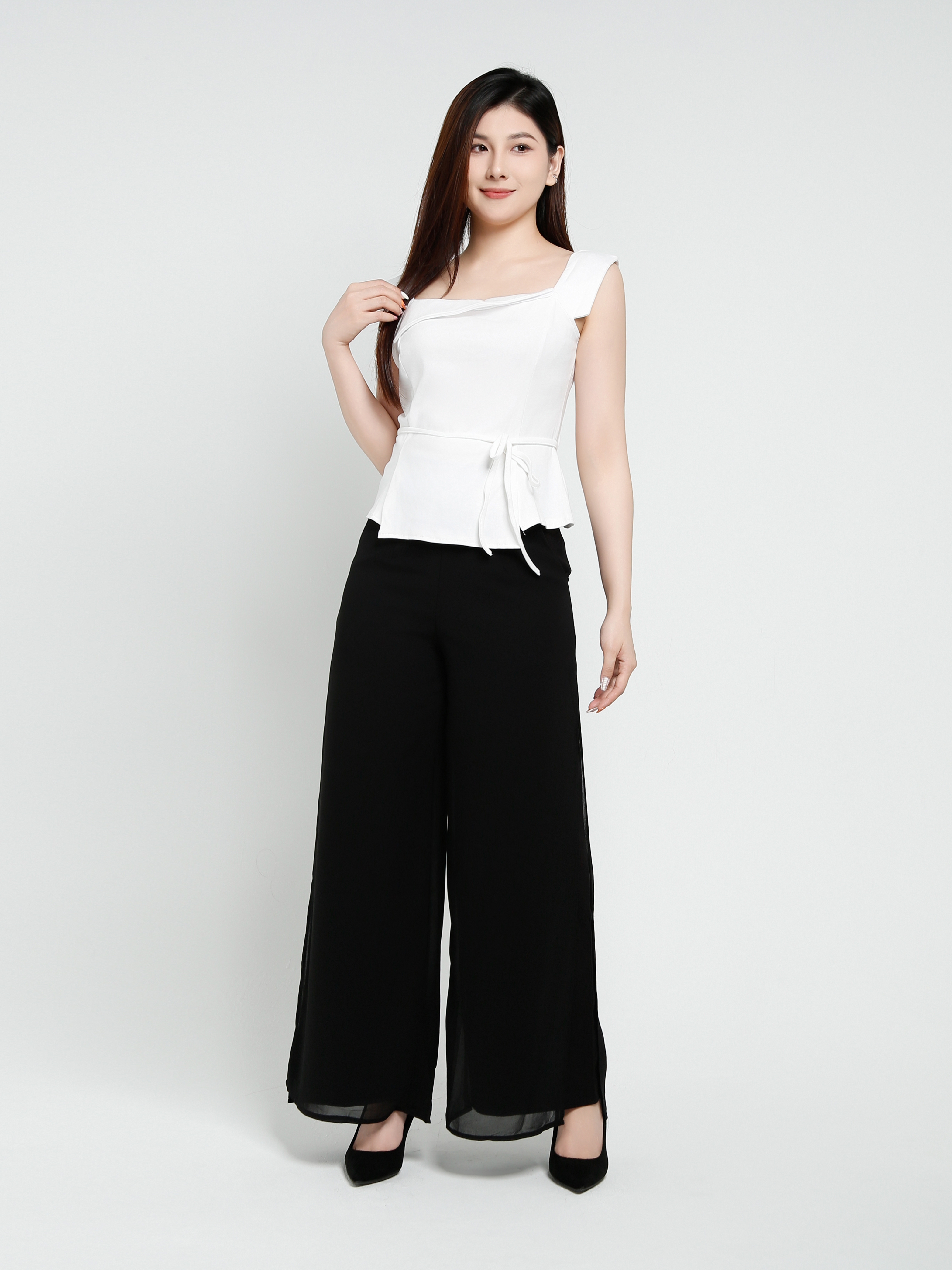 High Waist Side Pocket Long Pants 40788