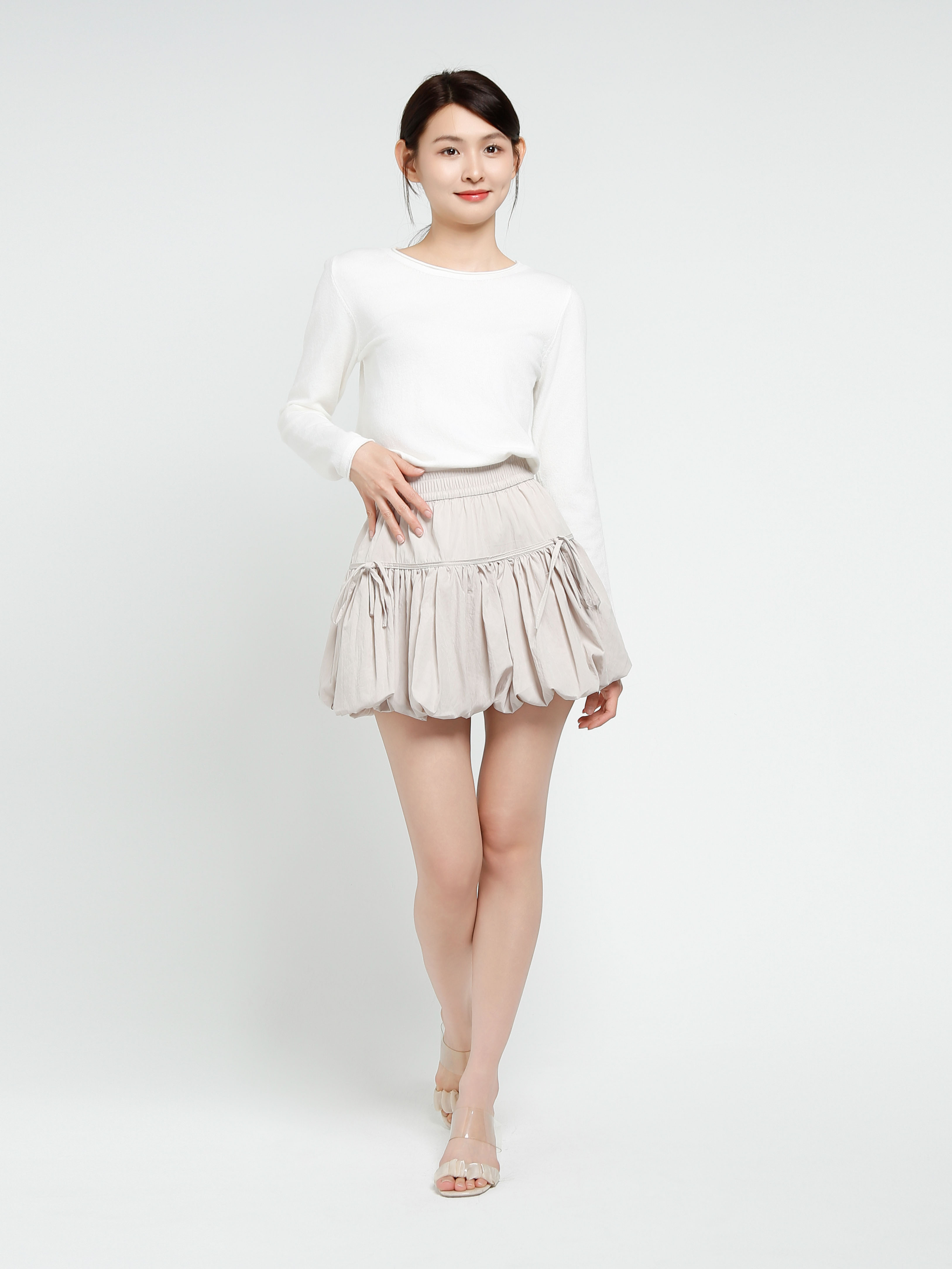 High Elastic Waist Pleated Skirt Pant 41439