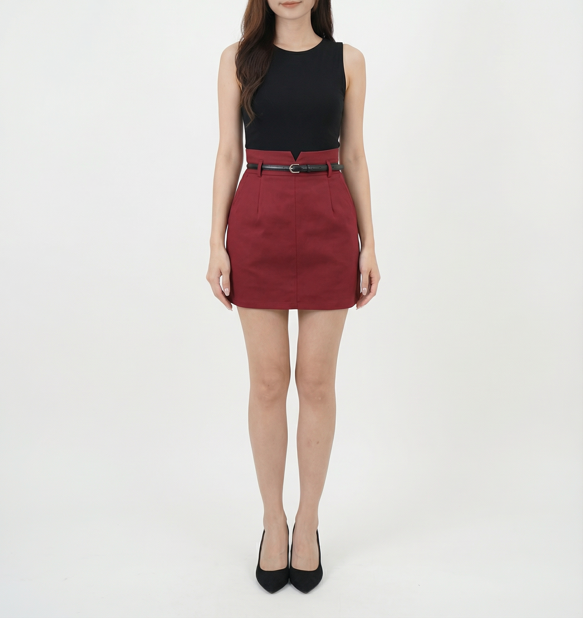 High Waist Side Pocket Skirt Pant With Belt 41521