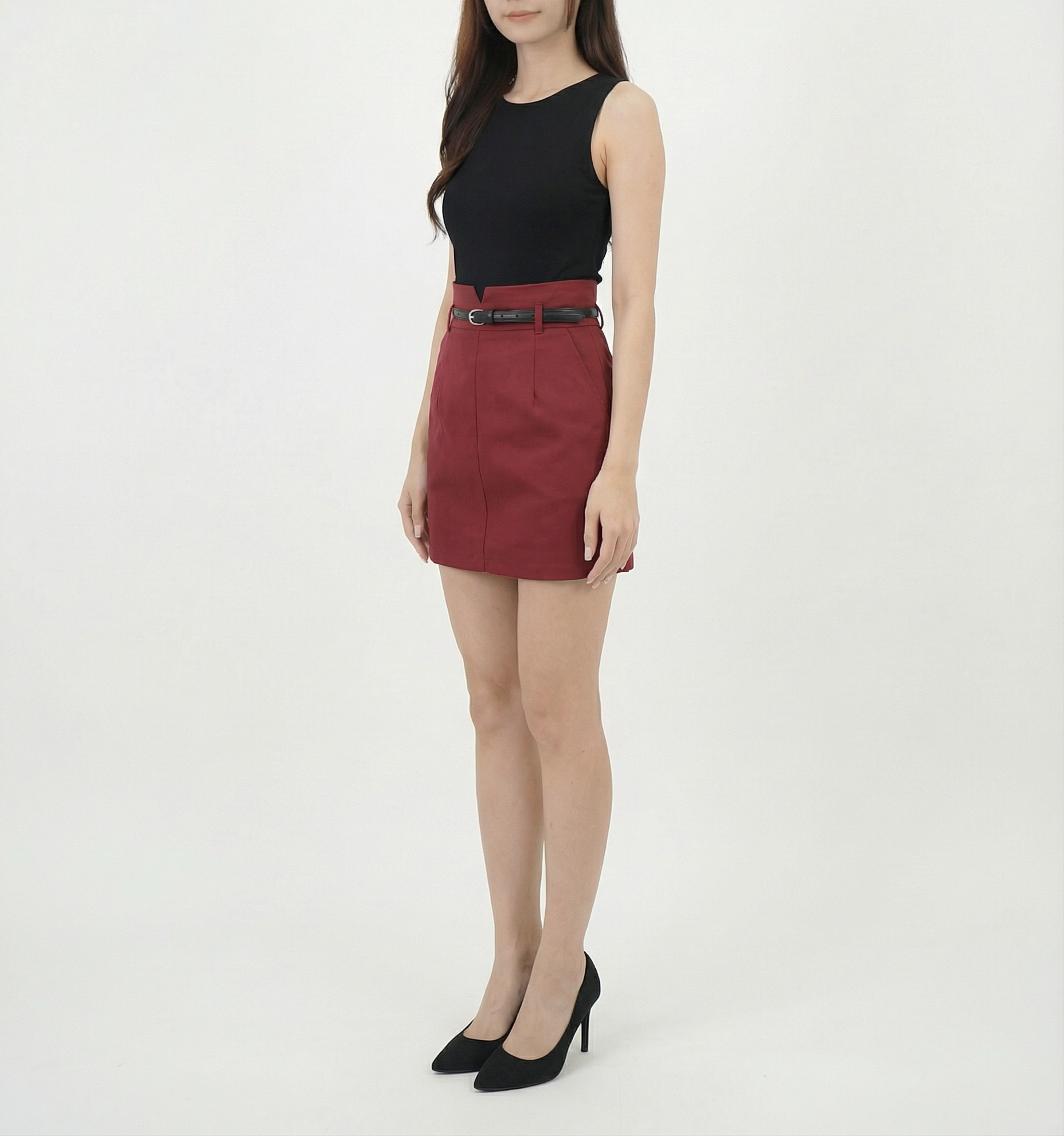 High Waist Side Pocket Skirt Pant With Belt 41521
