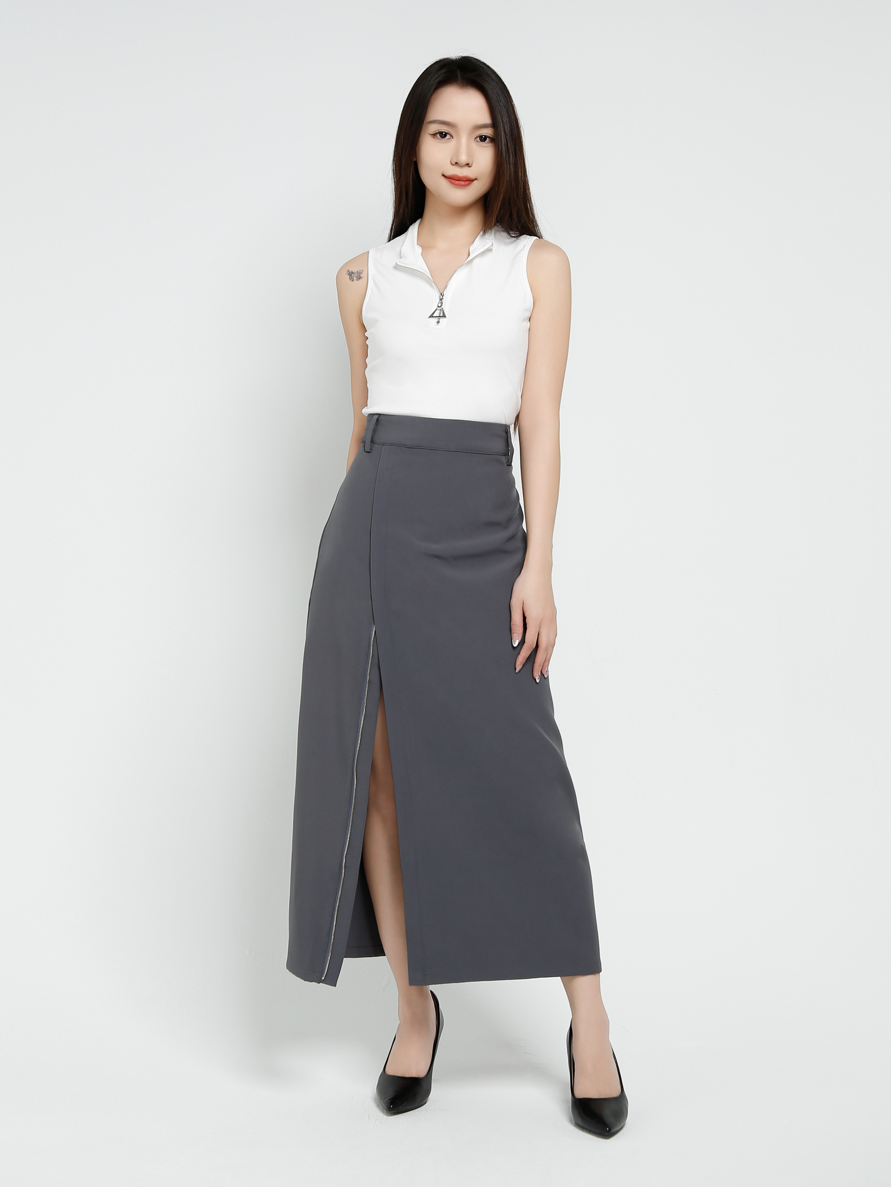 Split With Zip Skirt 40057