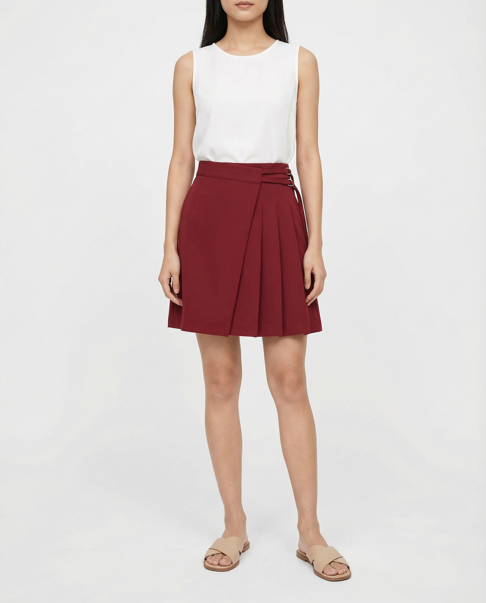 High Waist Wrap Wrinkled Skirt Pants 41602