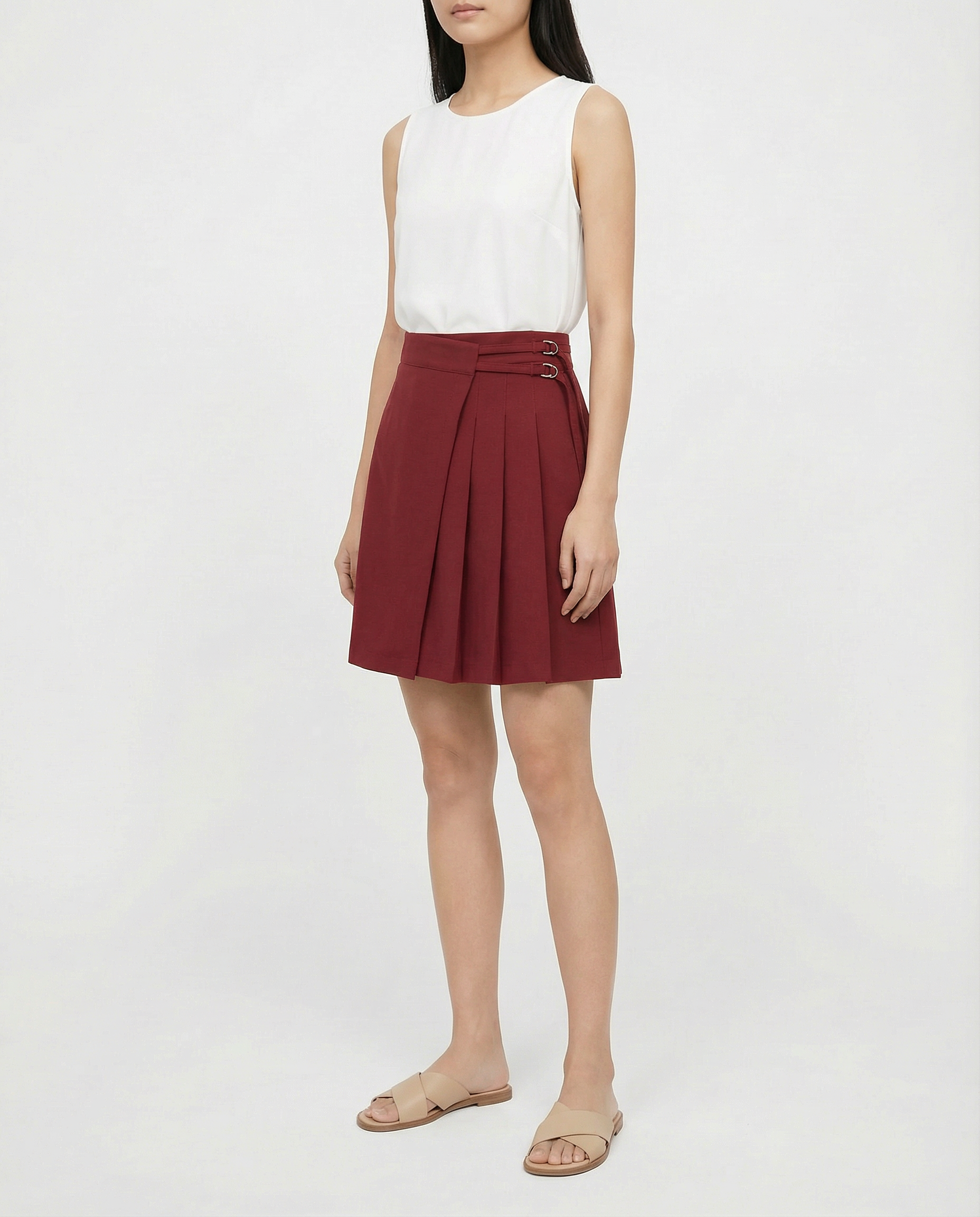 High Waist Wrap Wrinkled Skirt Pants 41602