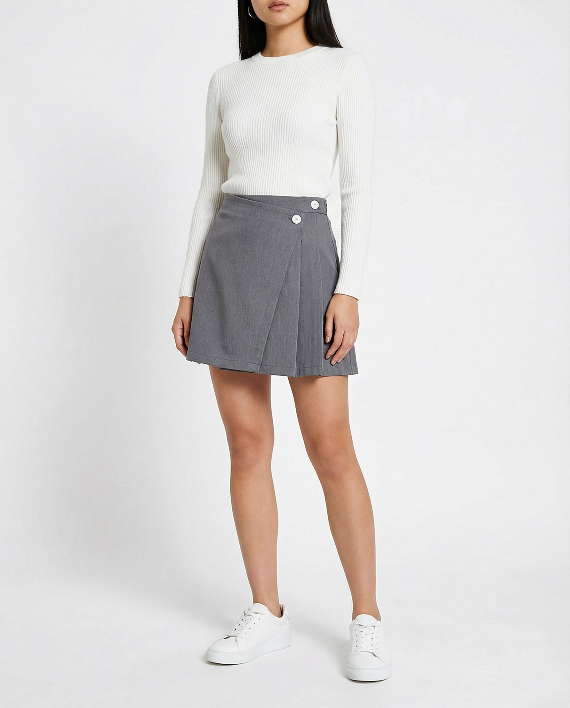 High Waist Side Pleated Skirt 41624