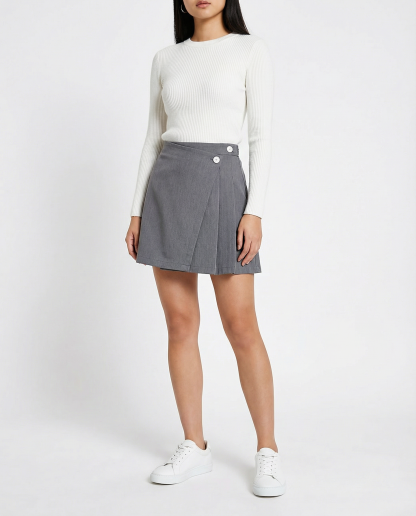 High Waist Side Pleated Skirt 41624
