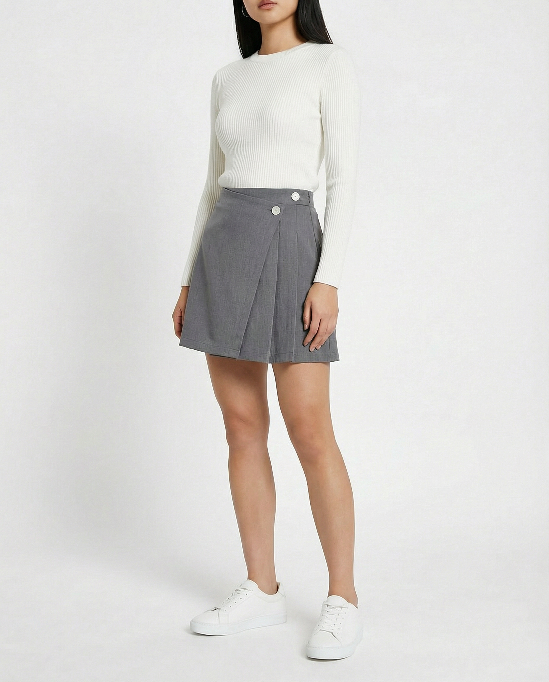 High Waist Side Pleated Skirt 41624
